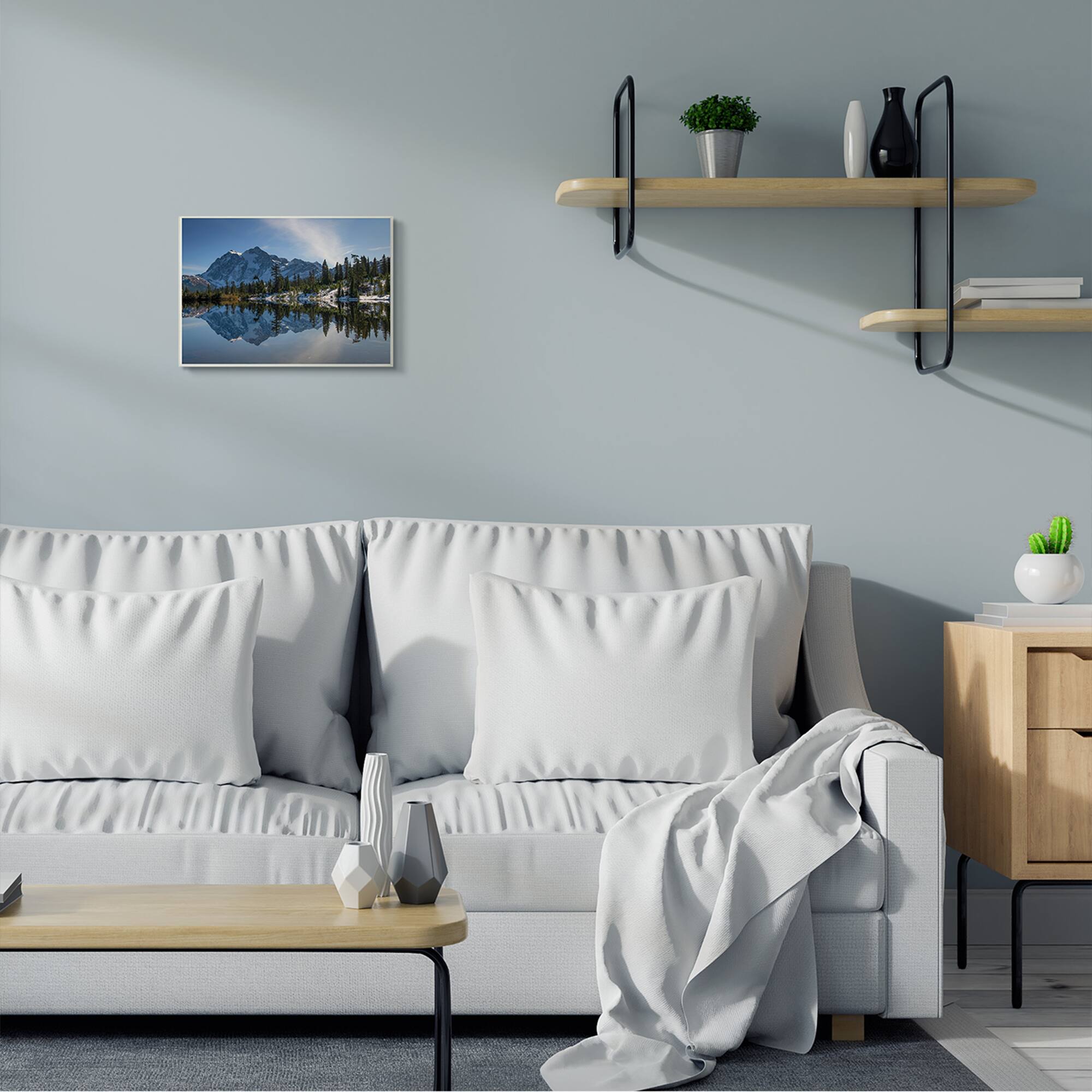 Stupell Industries Winter Lake Snowy Mountain Landscape Wall Art