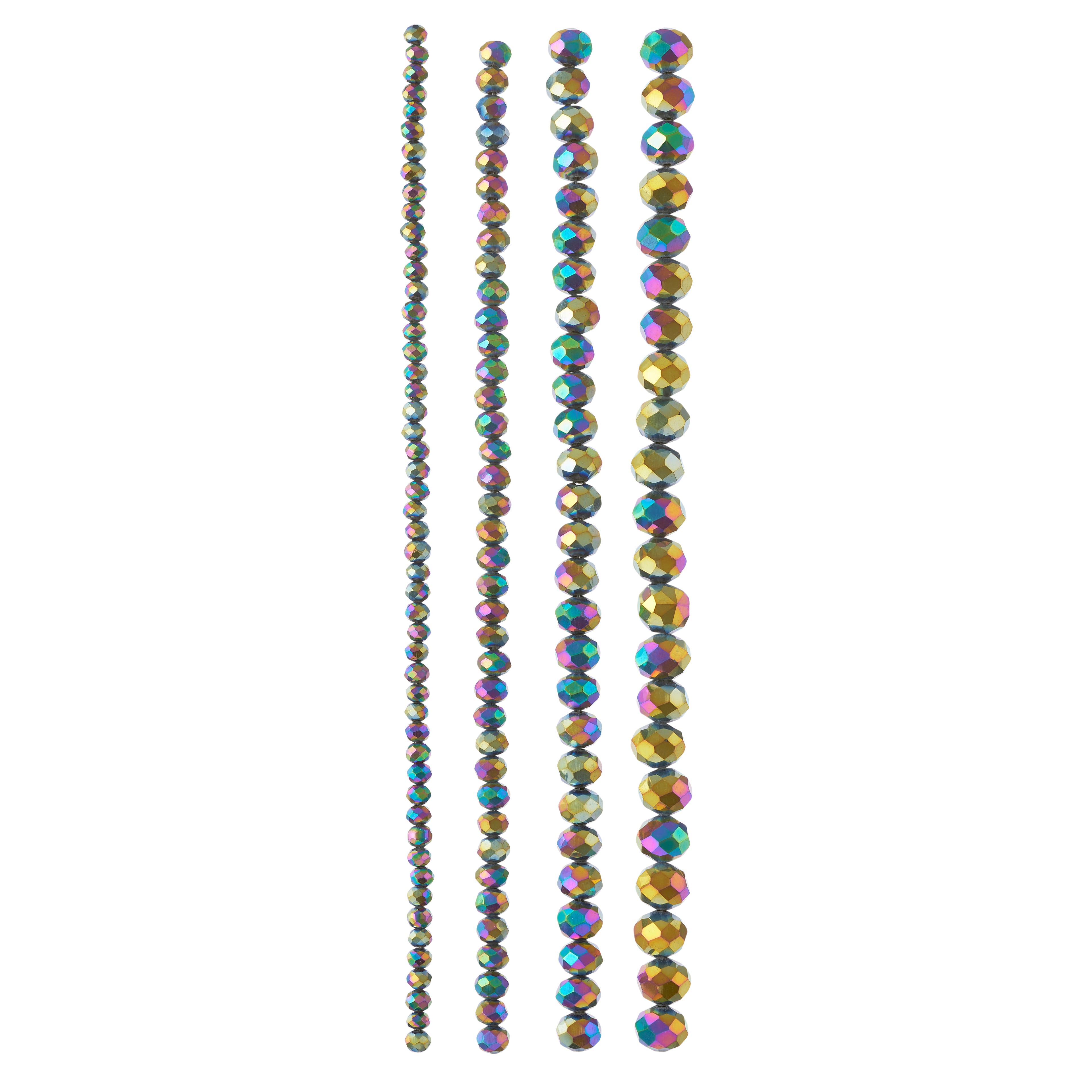 12 Packs: 4 ct. (48 total) Black Aurora Borealis Faceted Glass Rondelle Bead Strands by Bead Landing™