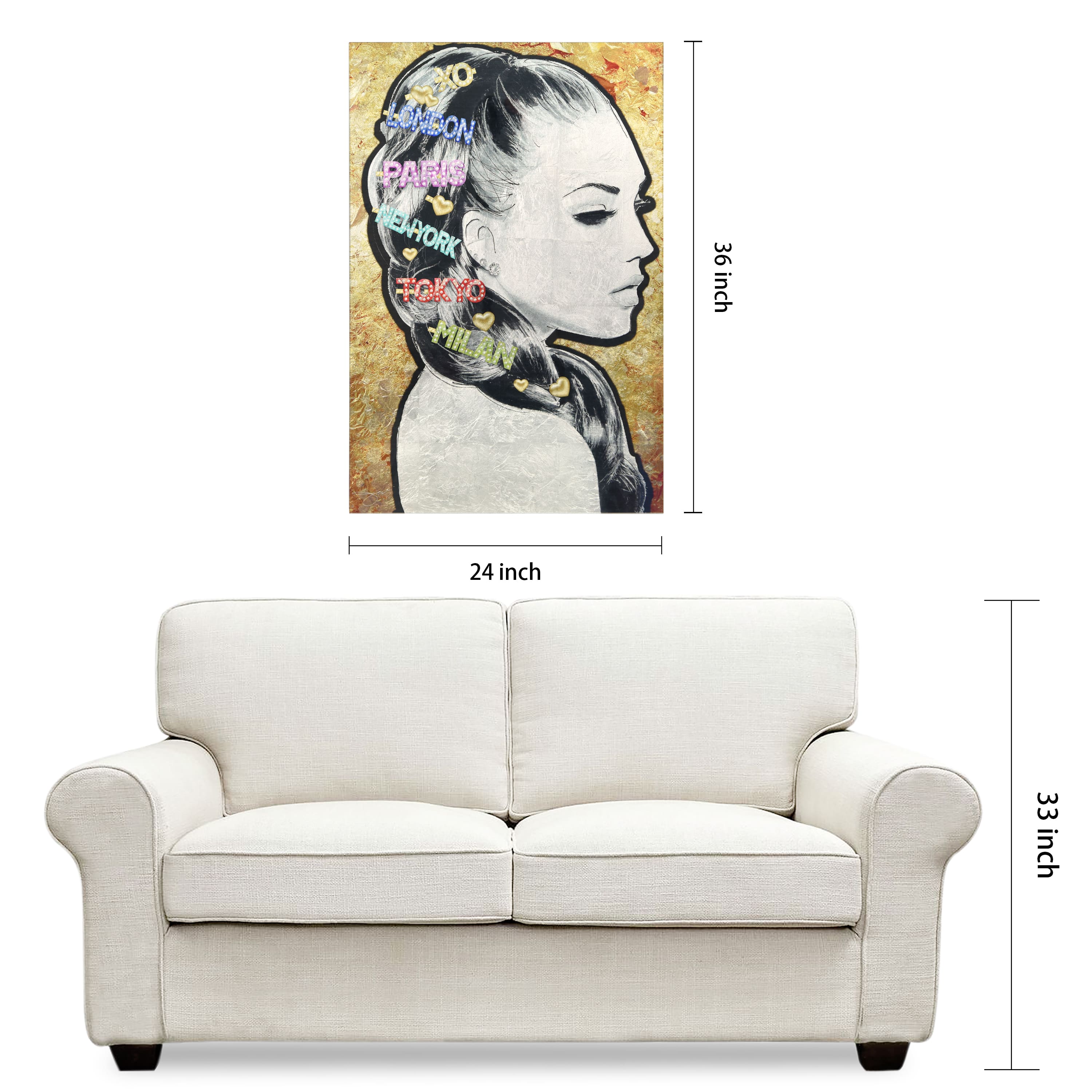 Empire Art Direct Silver Leaf Vetro de Arte 36" x 24" City Clips Frameless Printed Tempered Glass Wall Art