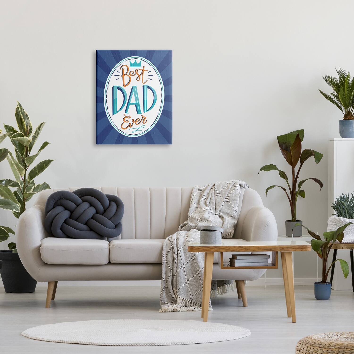 Stupell Industries Best Dad Ever Striped Phrase Canvas Wall Art