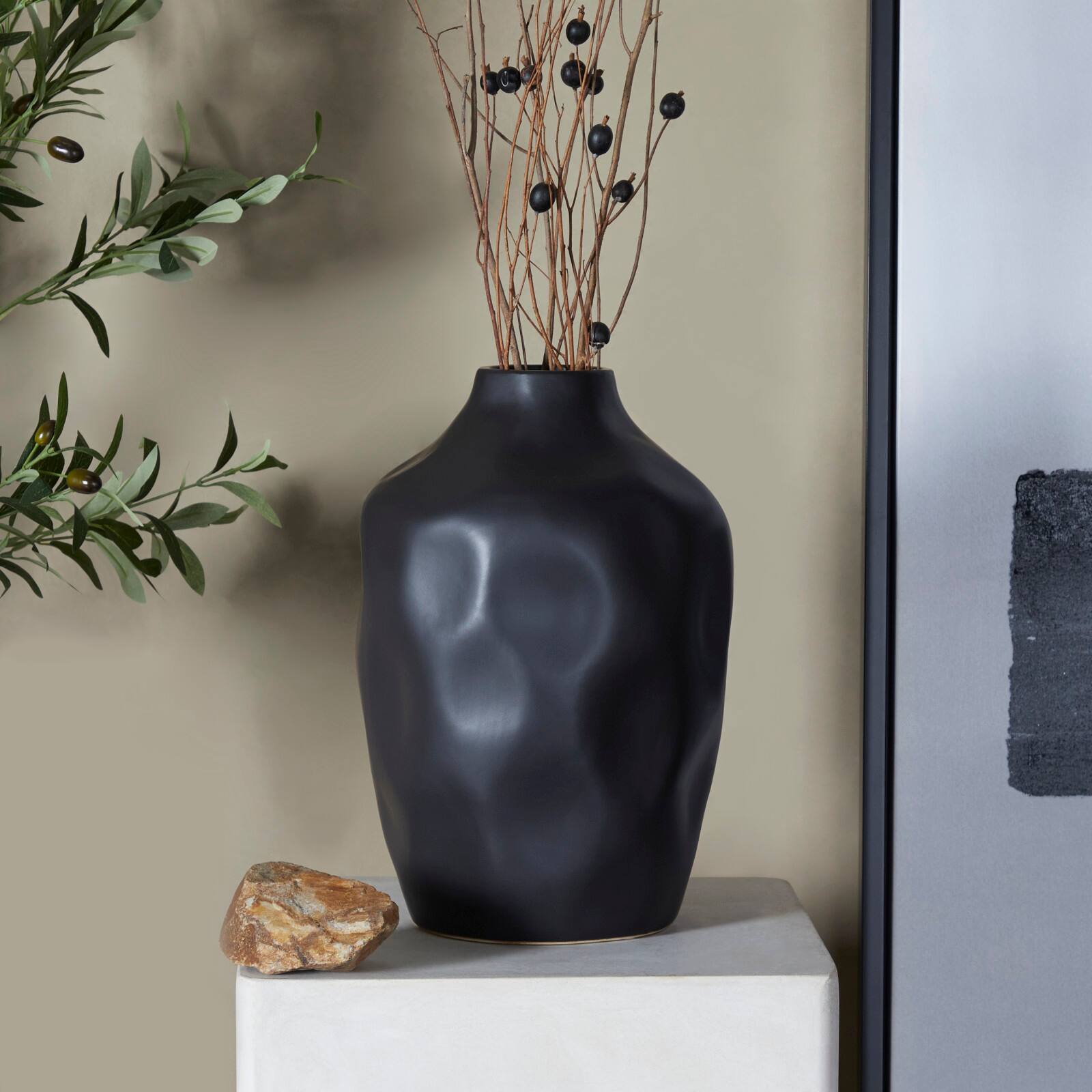 CosmoLiving by Cosmopolitan Ceramic Faceted Vase 9" x 9" x 14