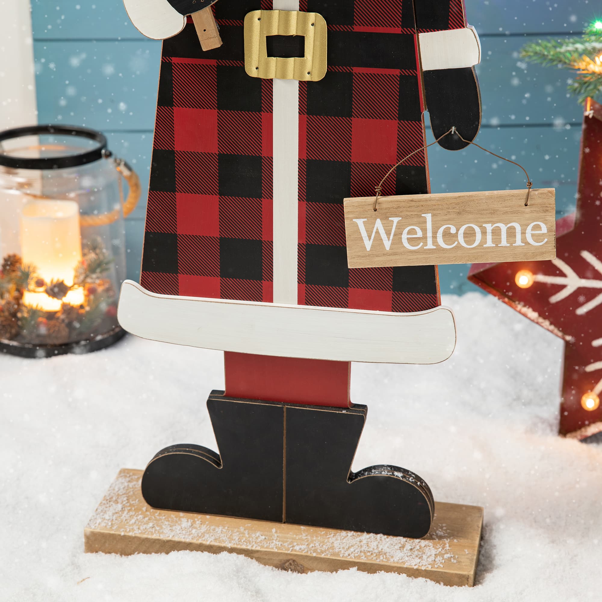 Glitzhome® 36'' Lighted Wooden Santa Porch Décor
