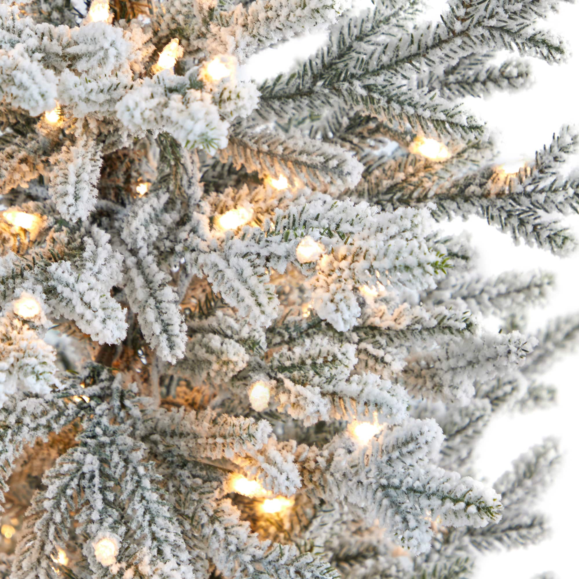 4.75ft. Pre-Lit Flocked Fraser Fir Artificial Christmas Tree in Tower Planter