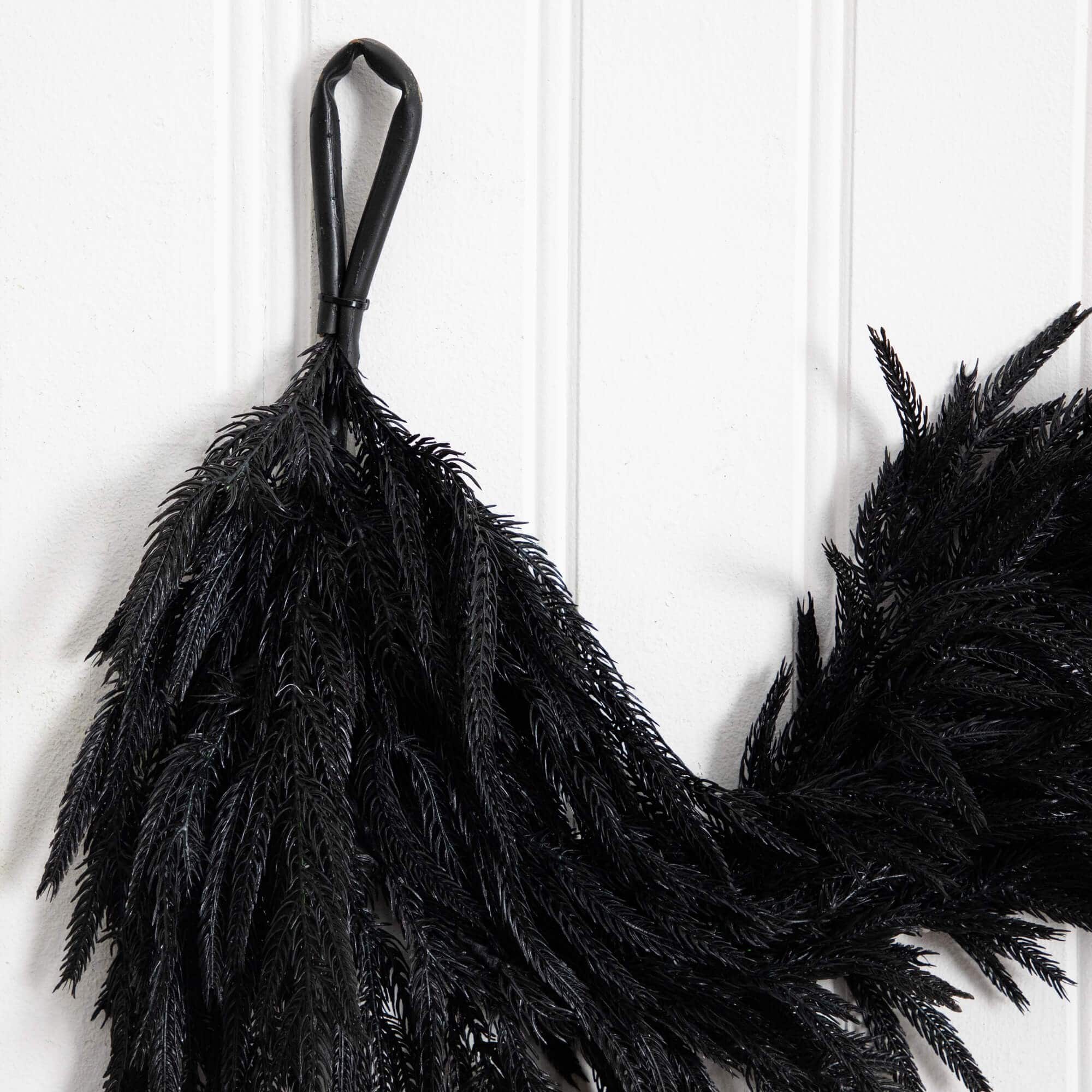 4ft. Artificial Real Touch Halloween Black Norfolk Island Pine Garland with Natural Look