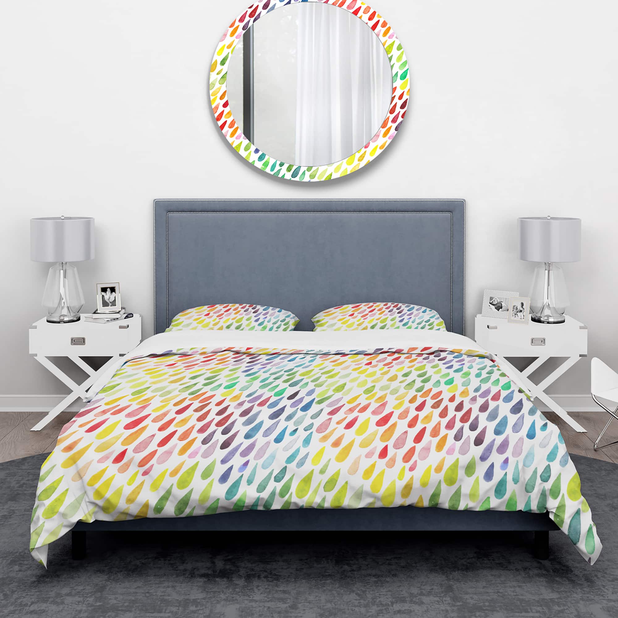 Designart 'Collection of Paint Splash Watercolor Drops' Modern & Contemporary Bedding Set - Duvet Cover & Shams