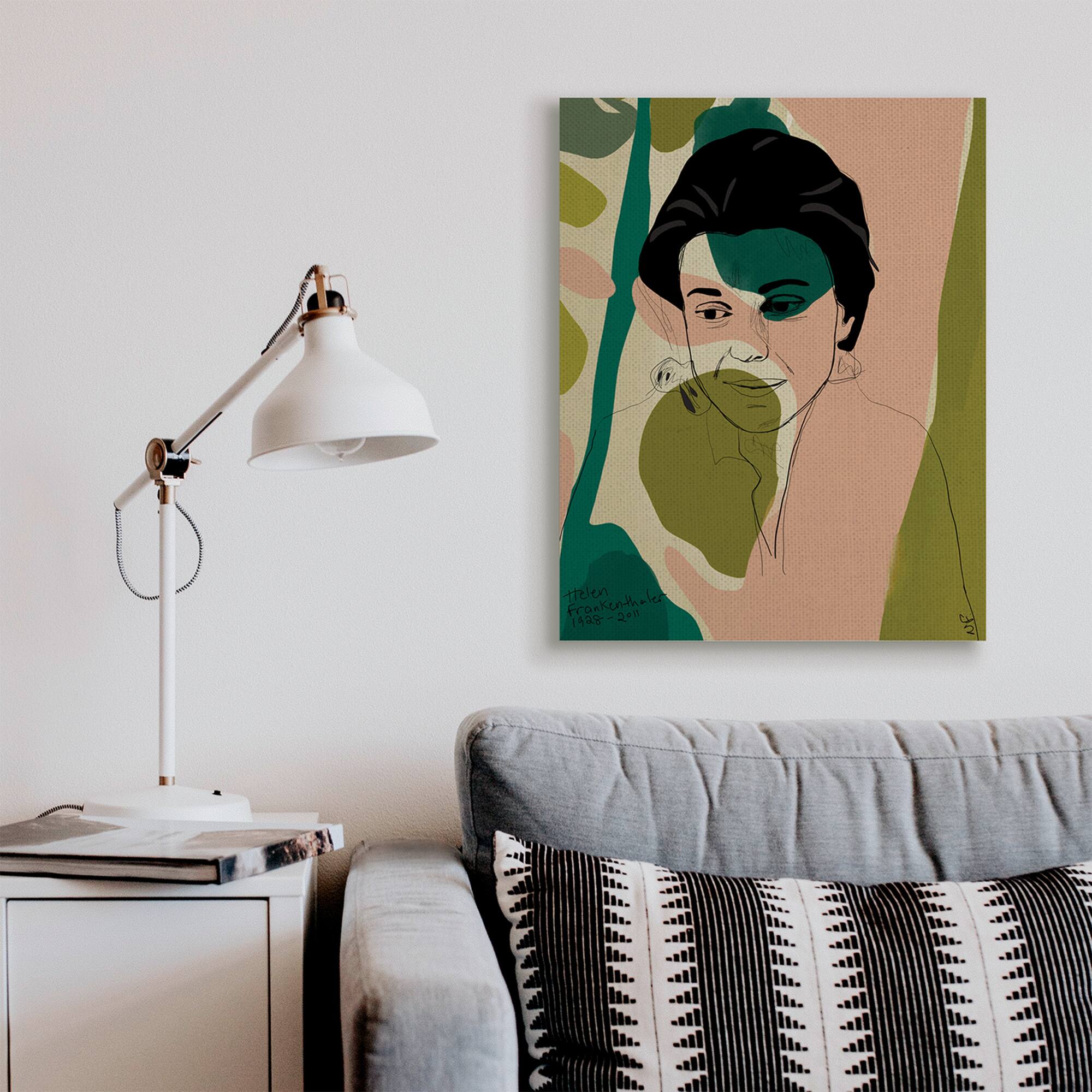 Stupell Industries Frankenthaler Painter Portrait Abstract Green Shapes Canvas Wall Art