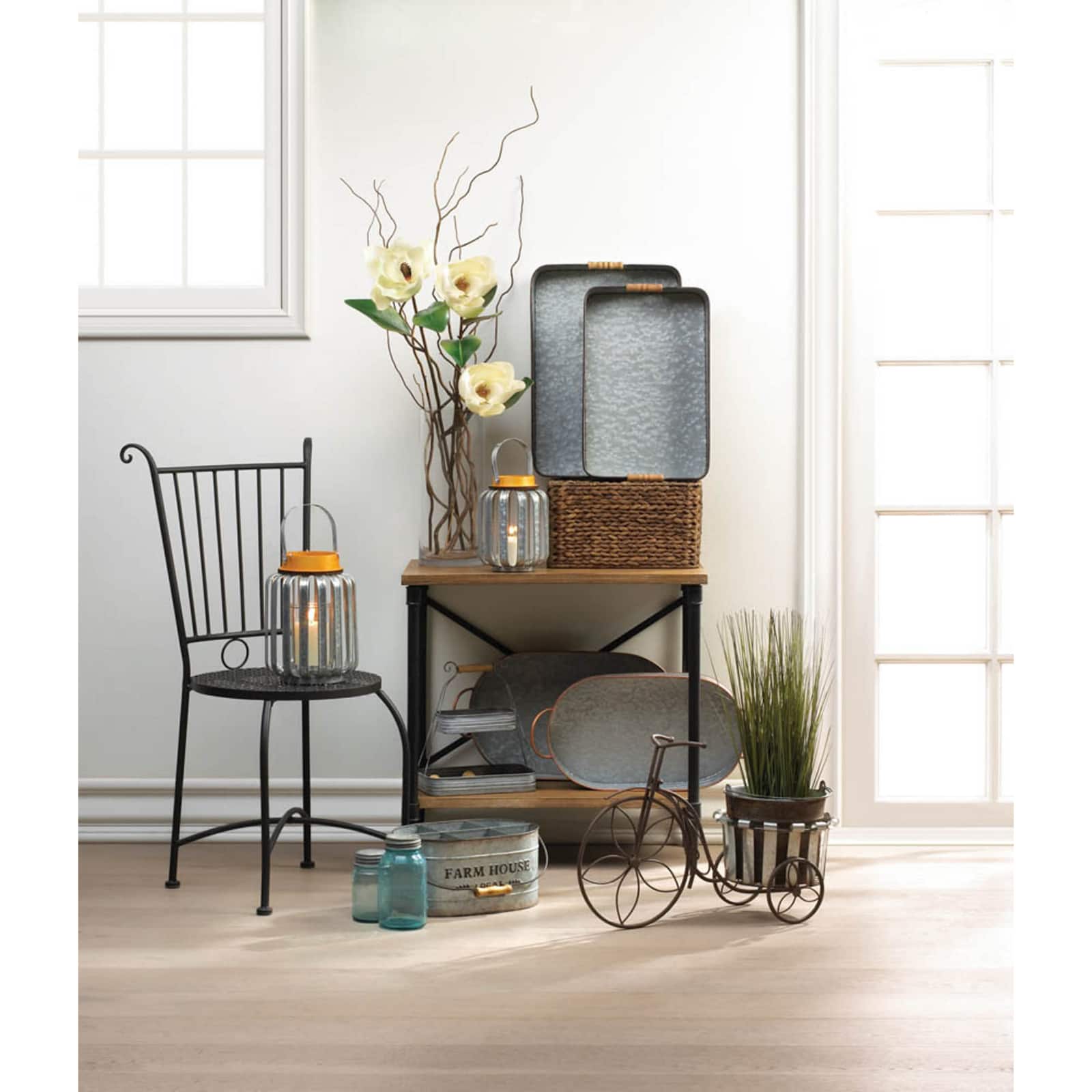 8" Small Galvanized Metal Lantern