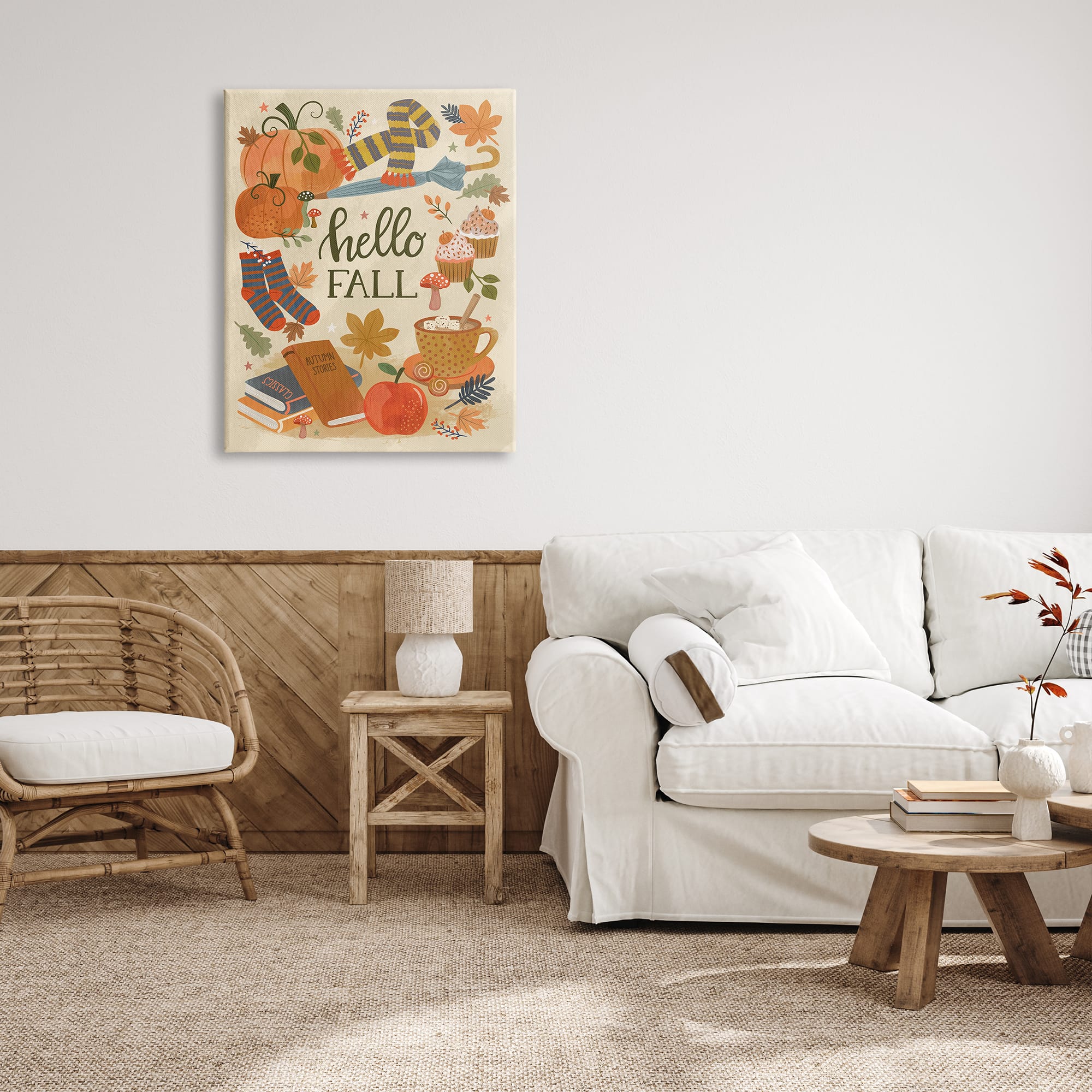 Stupell Industries Hello Fall Cozy Autumn Items Canvas Wall Art
