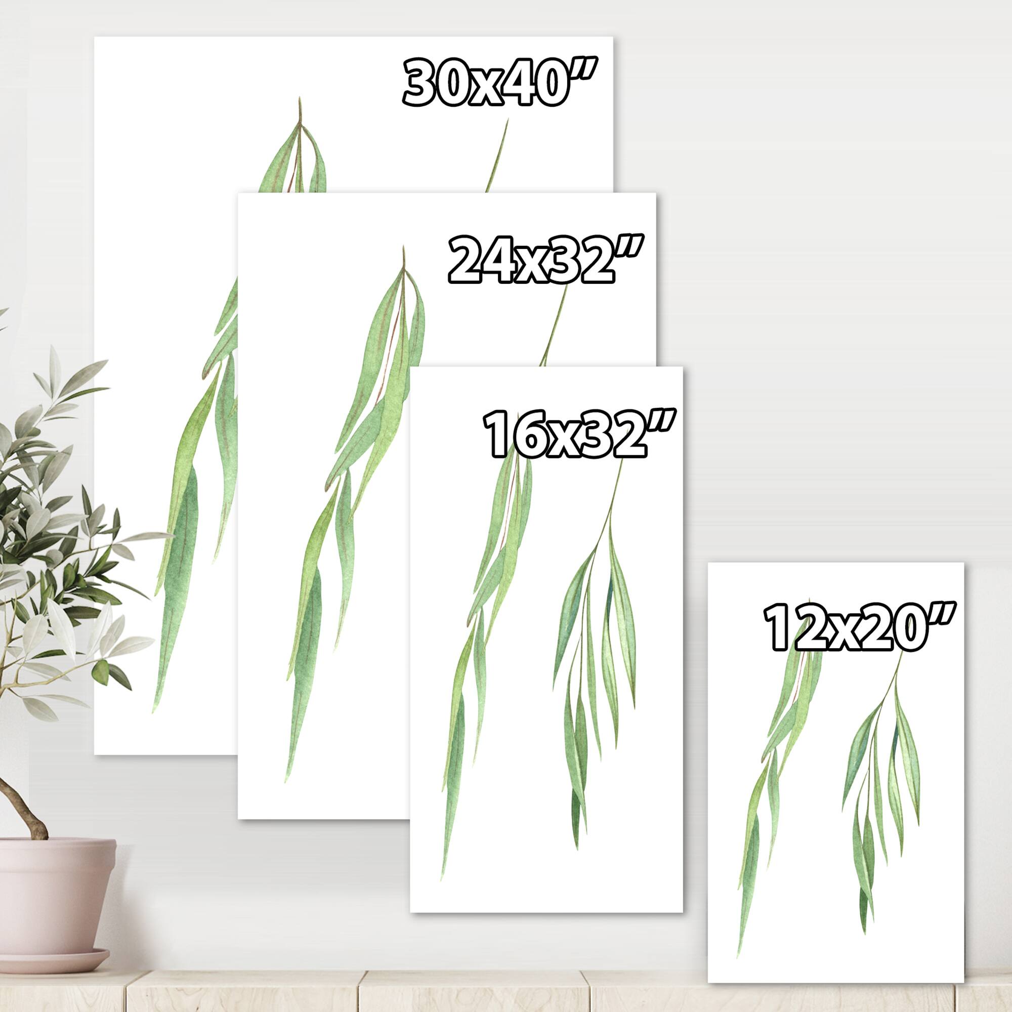 Designart - Two Willow Branches - Farmhouse Canvas Wall Art Print