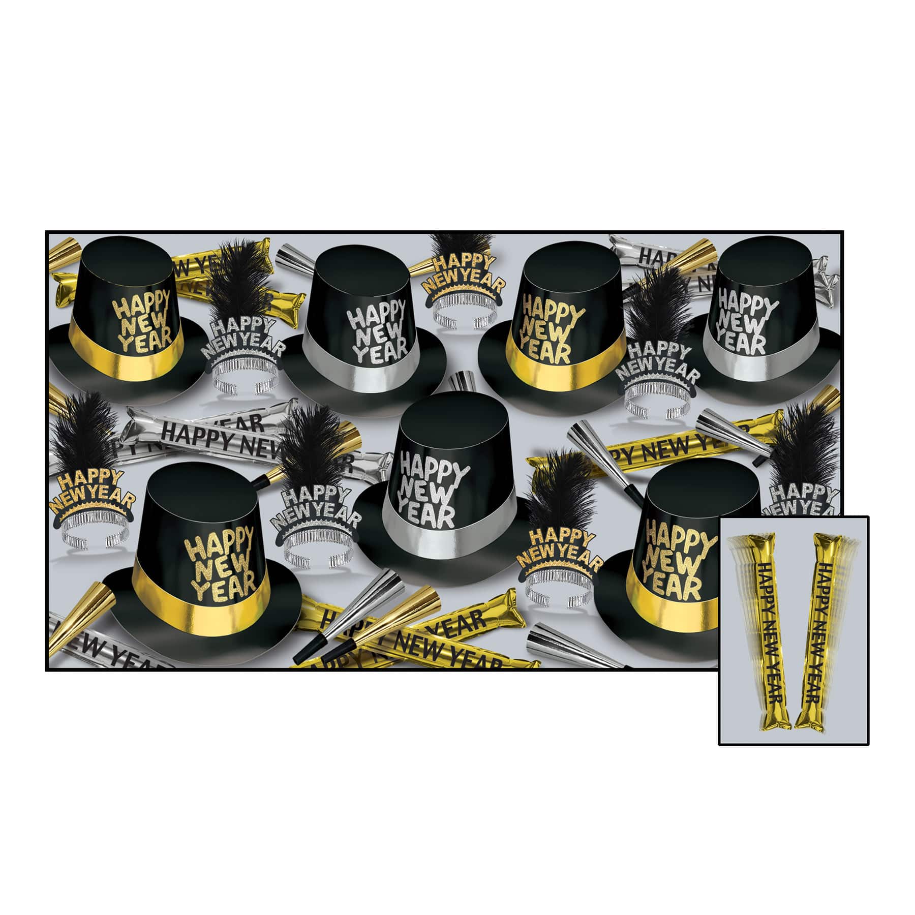 Beistle New Year Midnite Thunder Party Favor Kit for 50