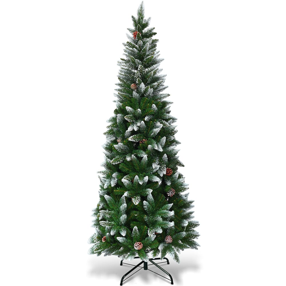 Costway 6ft. Unlit Snow Flocked Pencil Artificial Christmas Tree