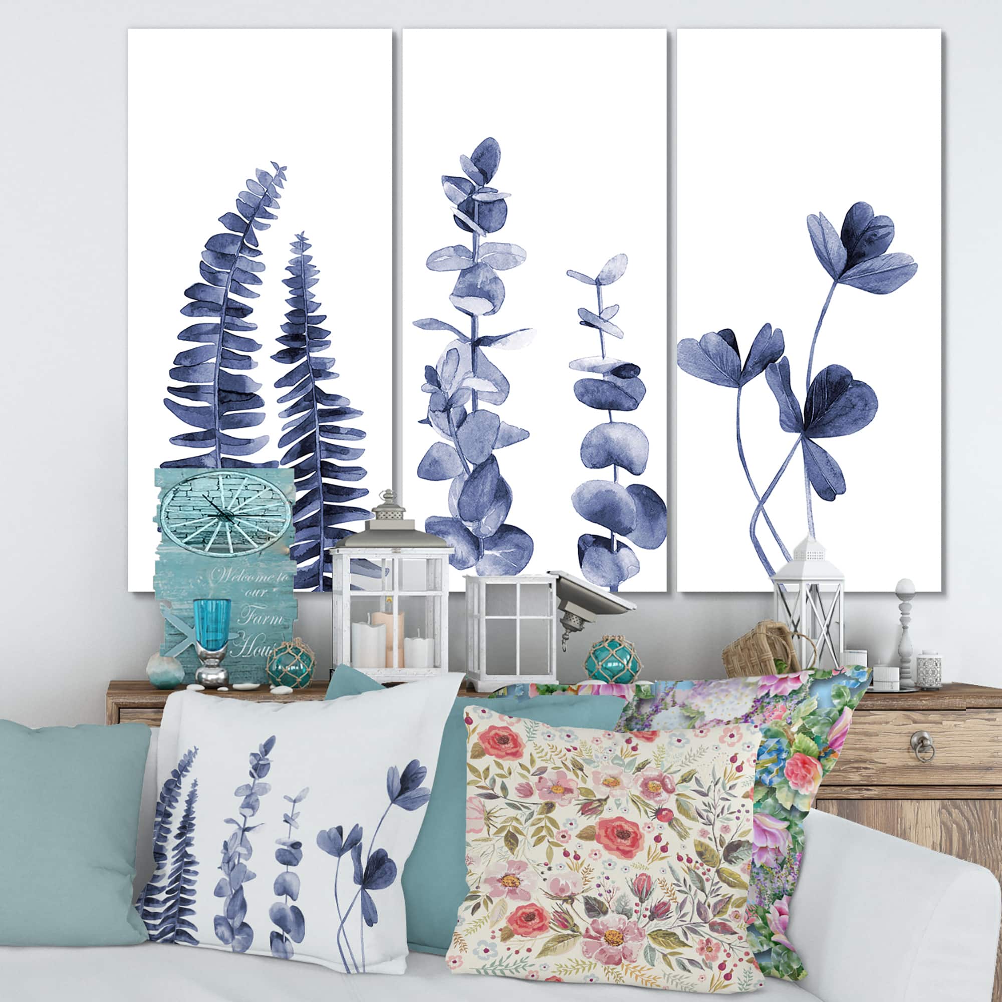 Designart - Navy Blue Eucalyptus I