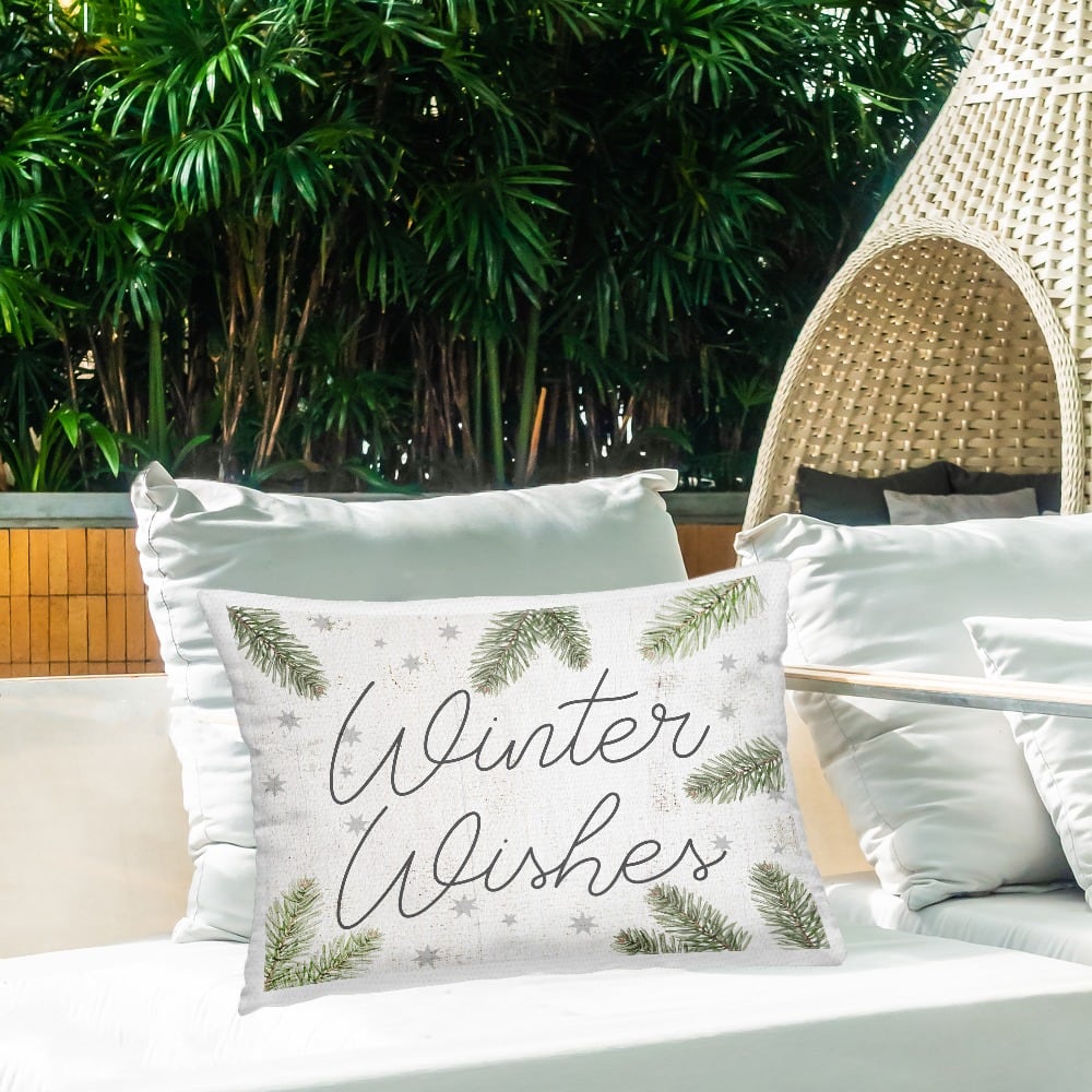 Stupell Industries 14" x 20" Winter Wishes Outdoor Pillow with Pine Sprigs