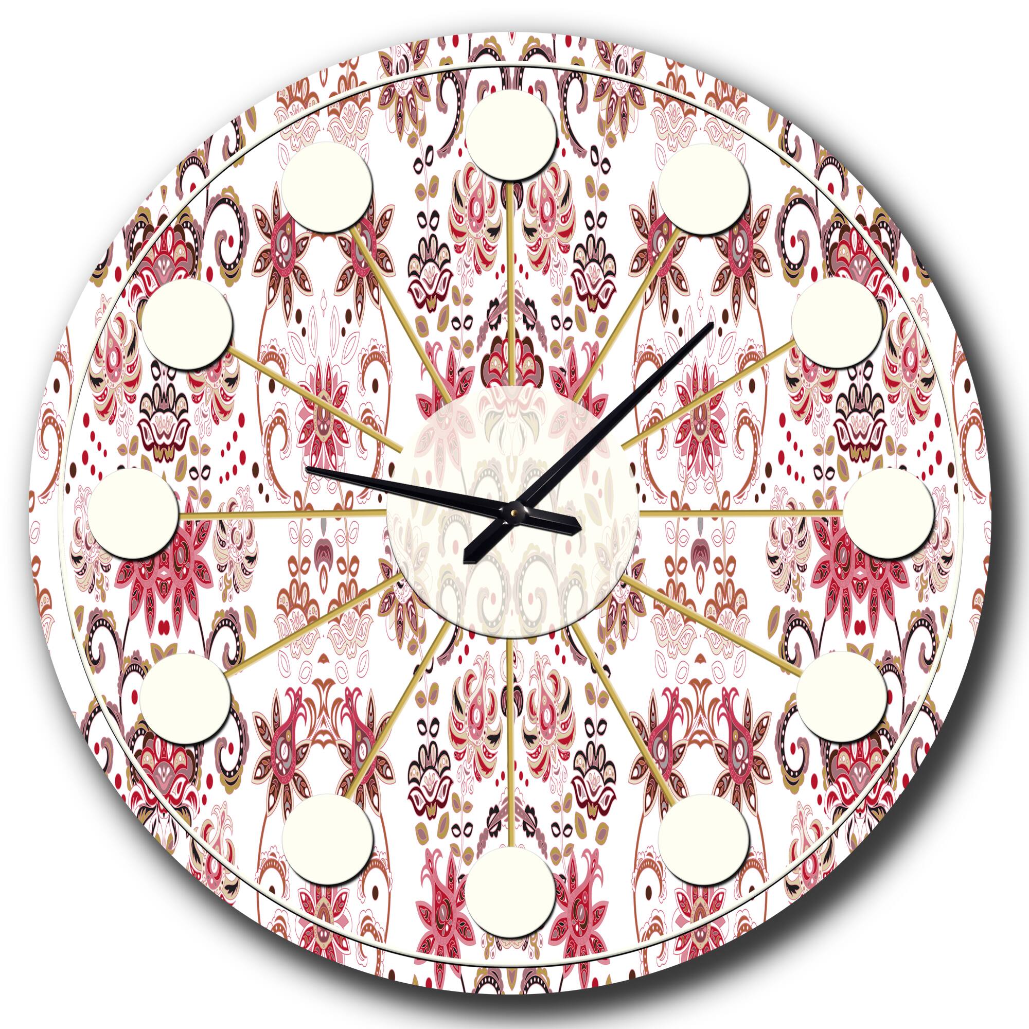 Designart 'Ornamental Retro Pattern Mid-Century Modern Wall Clock