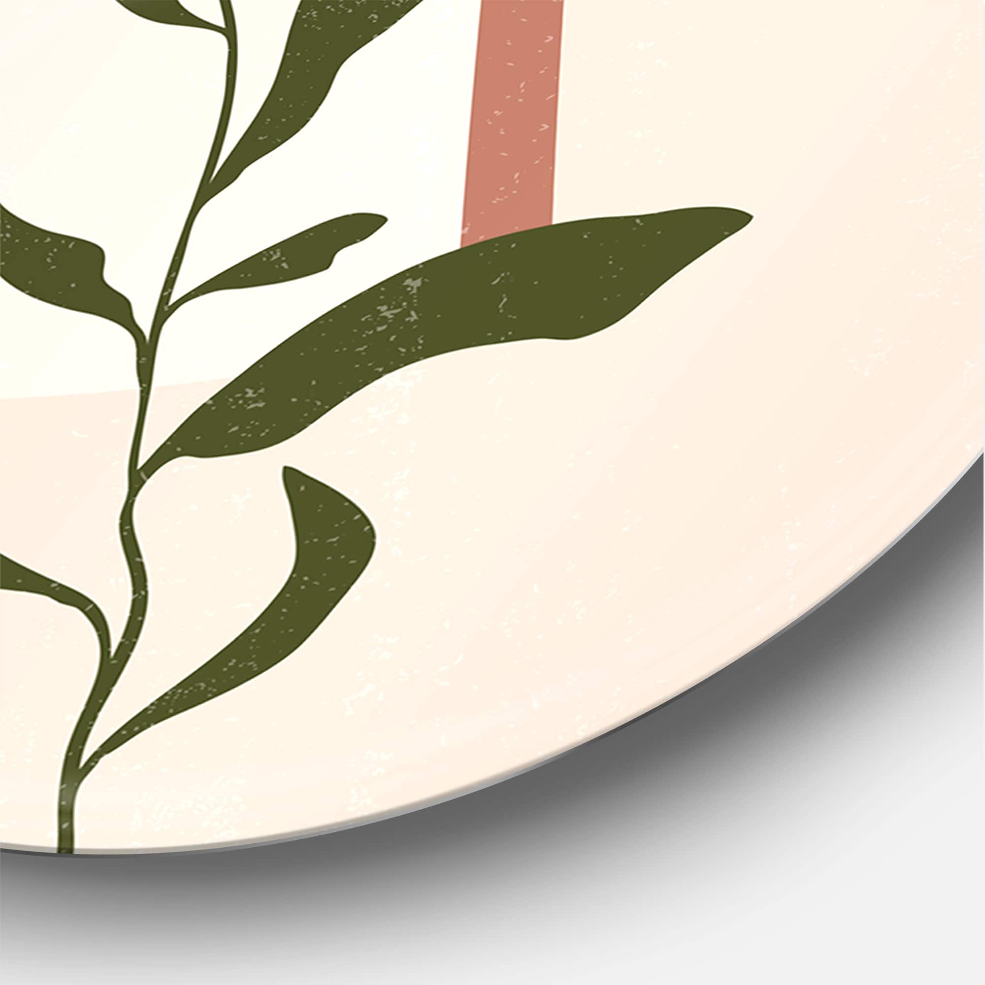 Designart - Abstract Geometrical Moon With Leaf III