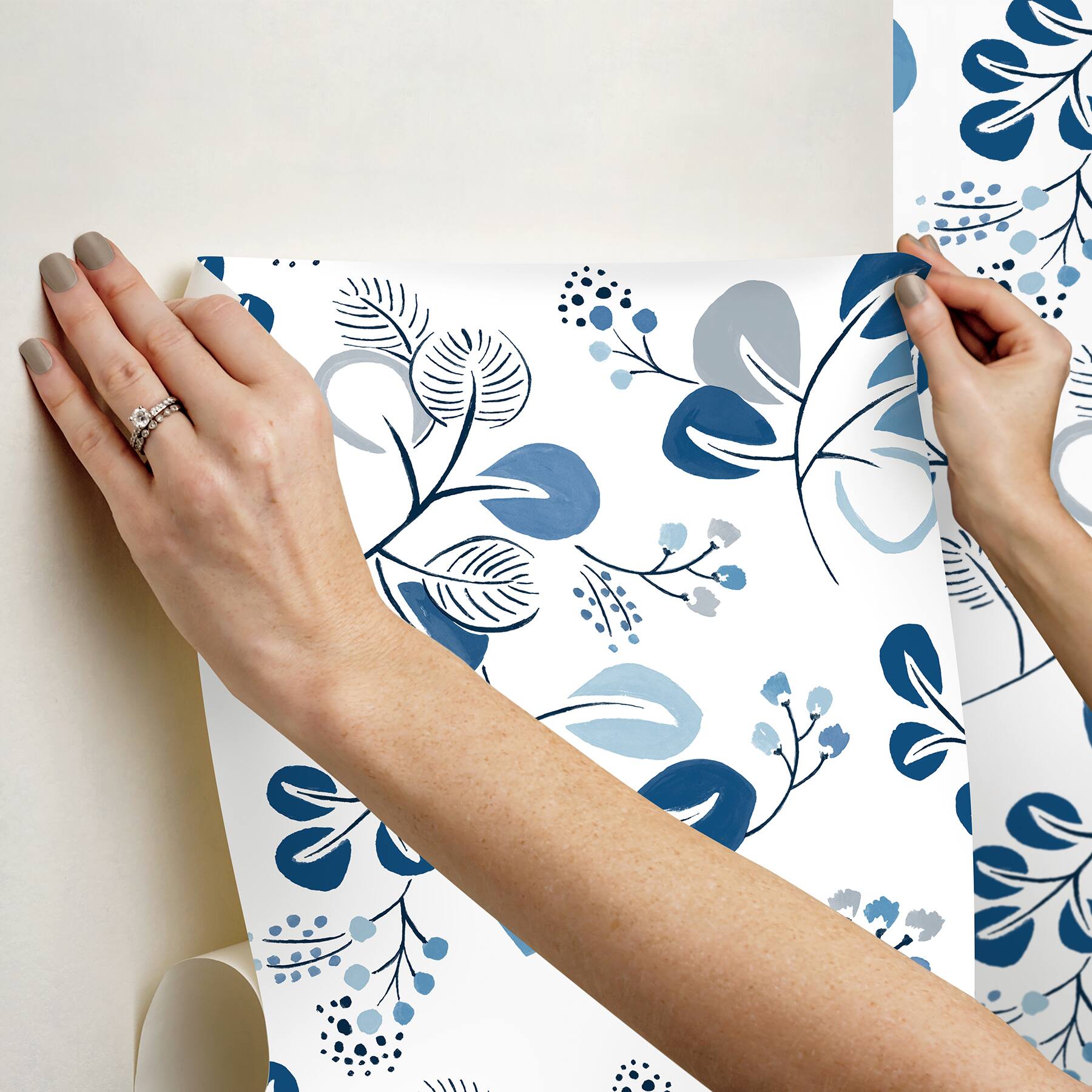 NuWallpaper Roux Blue Peel & Stick Wallpaper