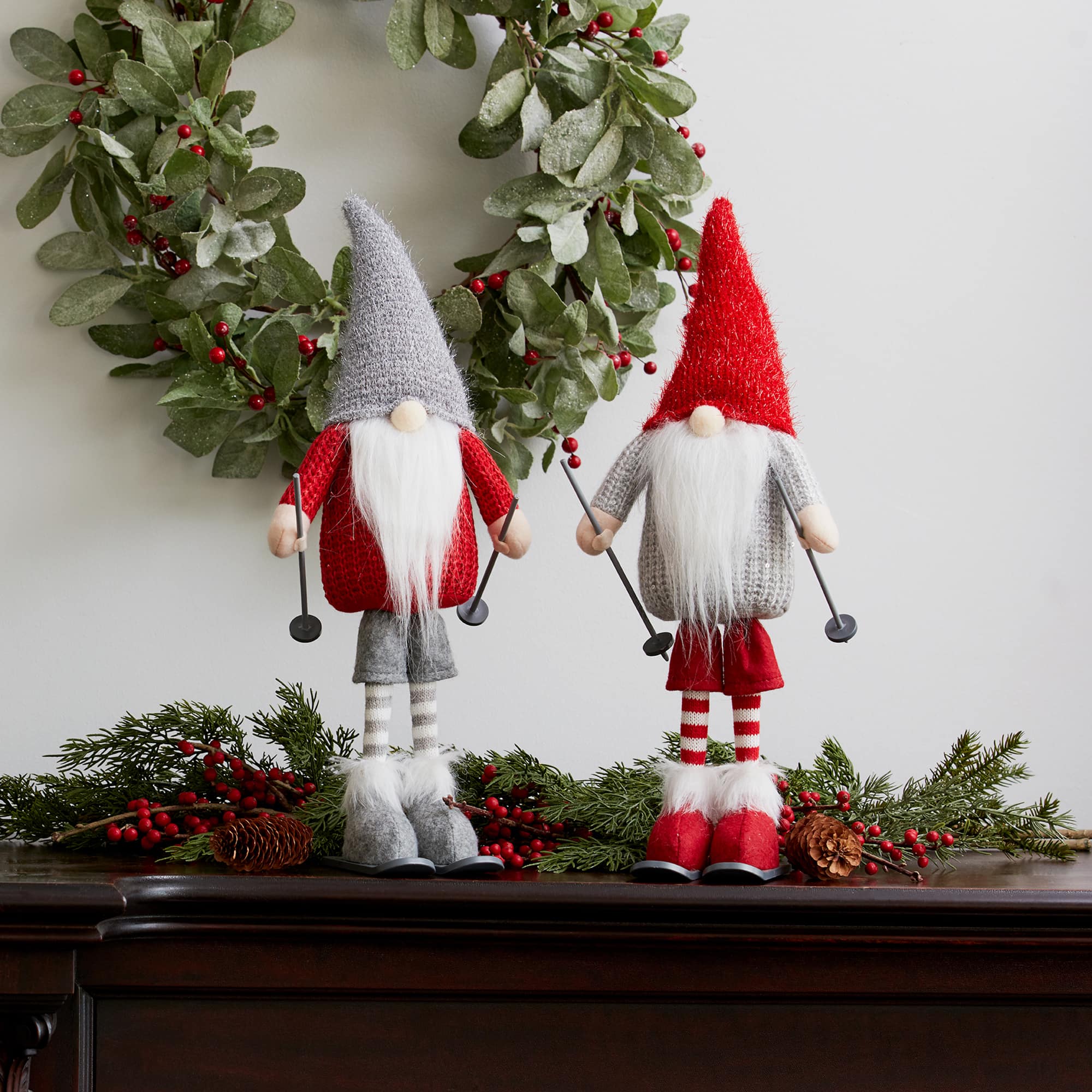 14.25" Skiing Gnome Figurine Set