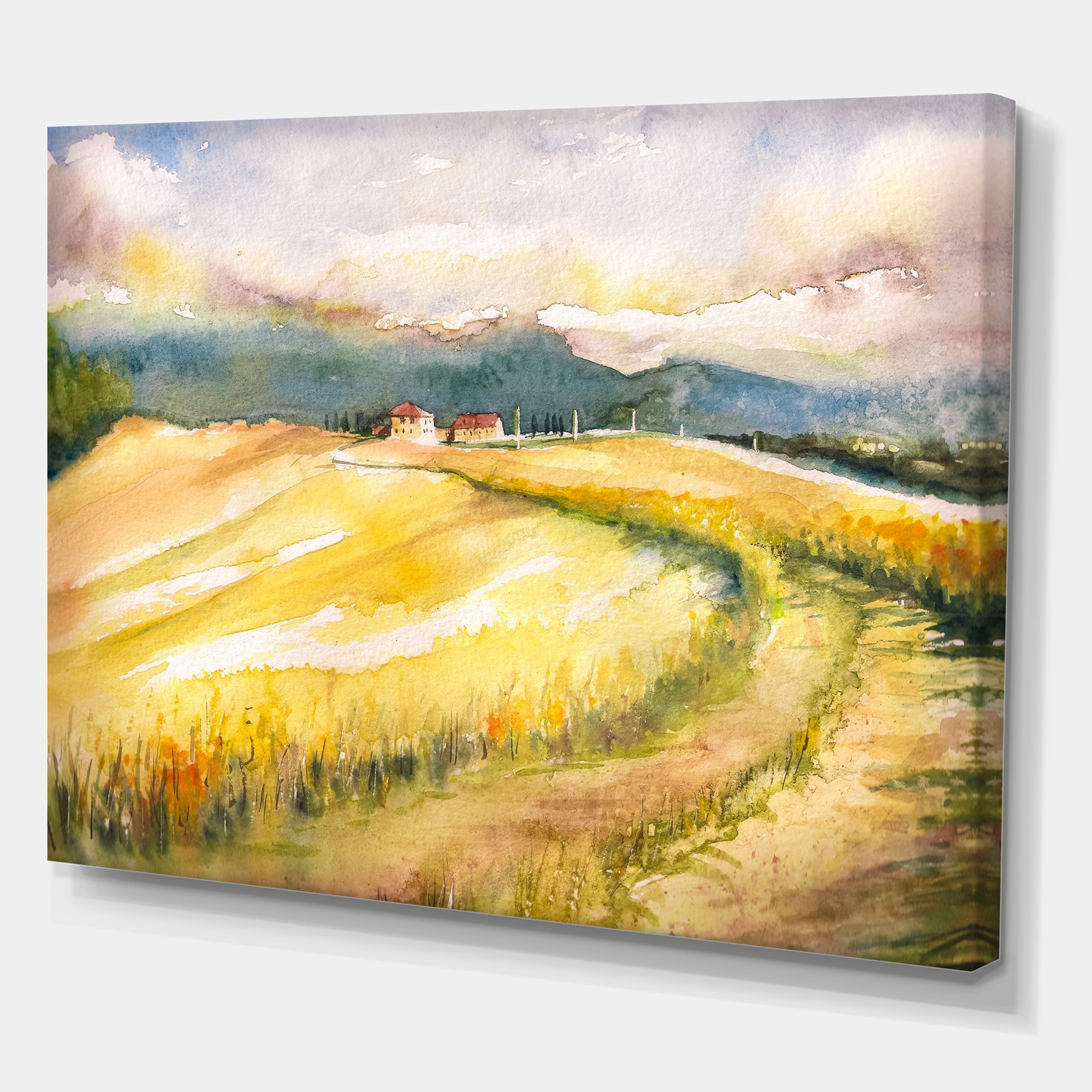 Designart - Golden Fields of Tuscany Italy - Country Canvas Wall Art Print