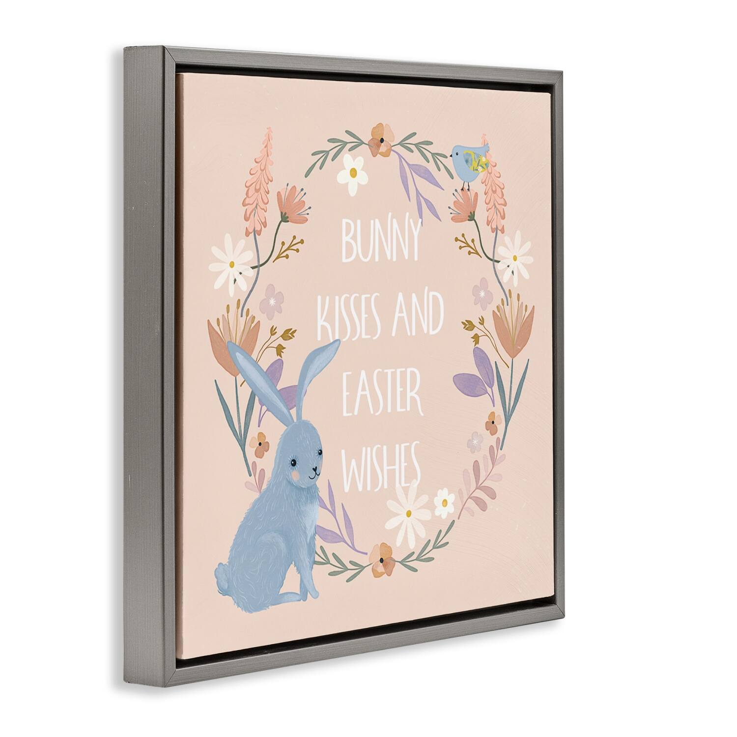 Stupell Industries Bunny Kisses Easter Wishes Floater Framed Art