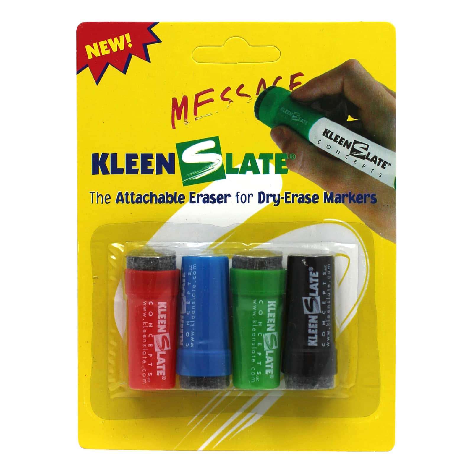 KleenSlate® Attachable Erasers for Dry-Erase Markers, 12 Packs of 4