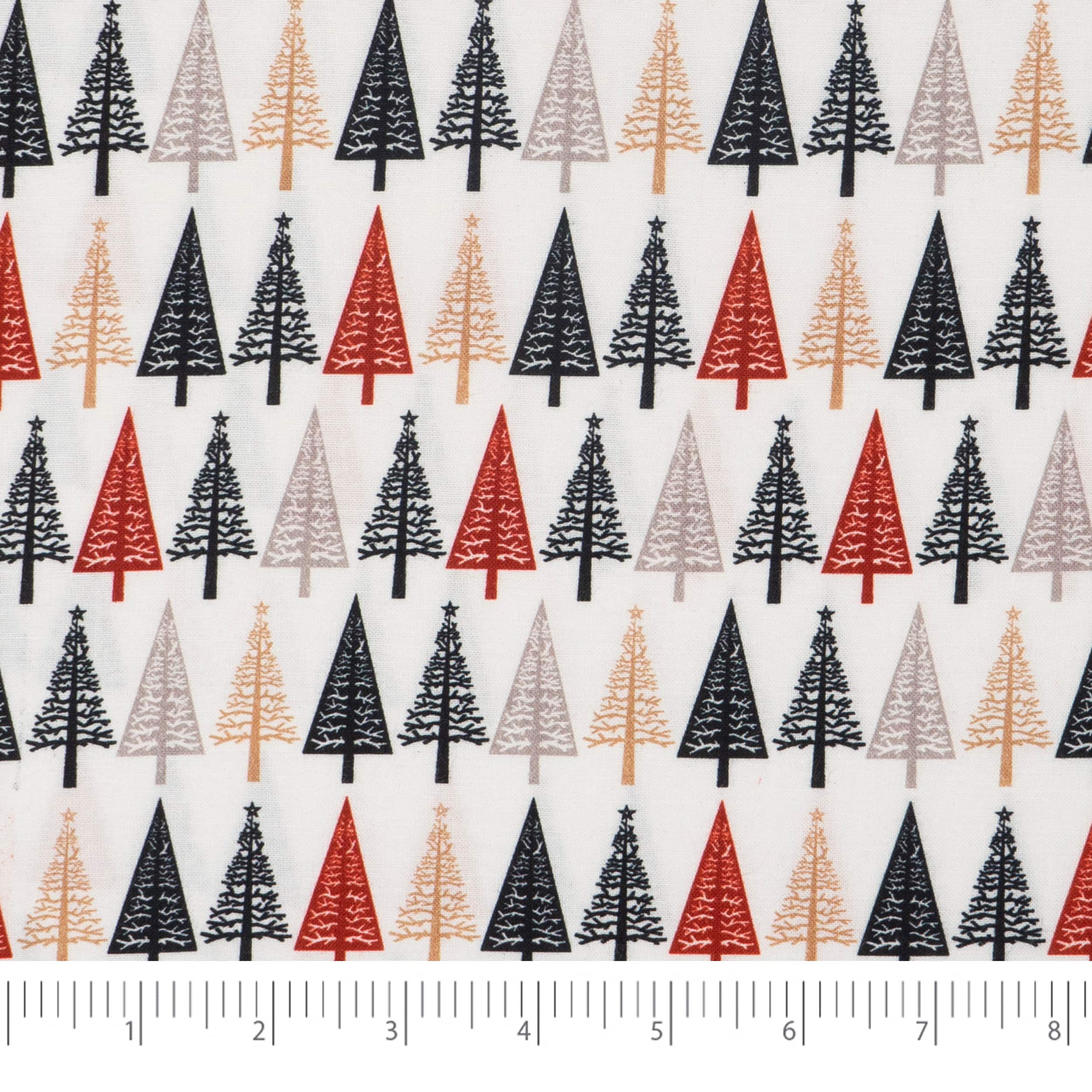 SINGER Modern Scandinavian Christmas Trees Print Ringspun Cotton Fabric