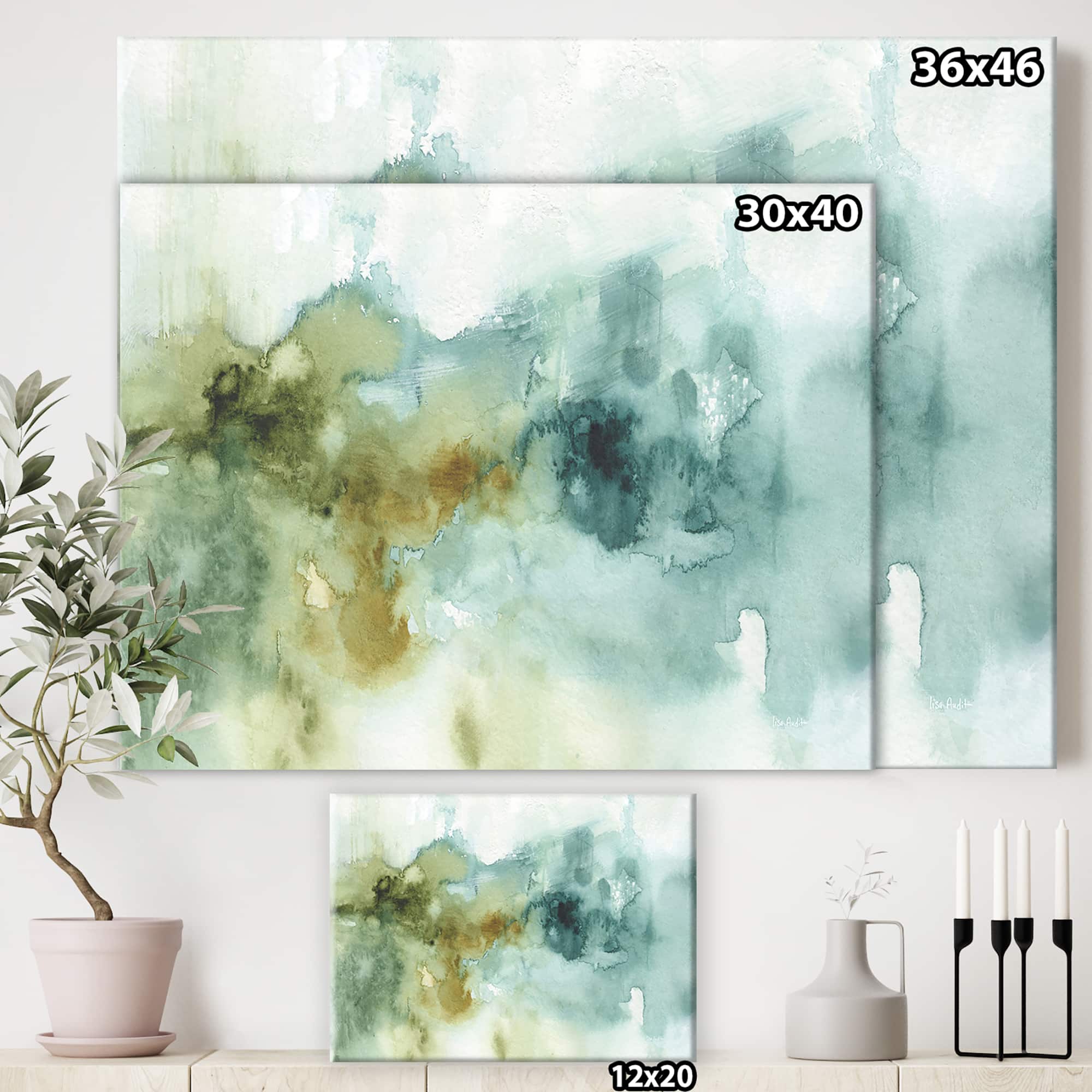 Designart - Abstract Watercolor Green House - Modern & Contemporary Canvas Art