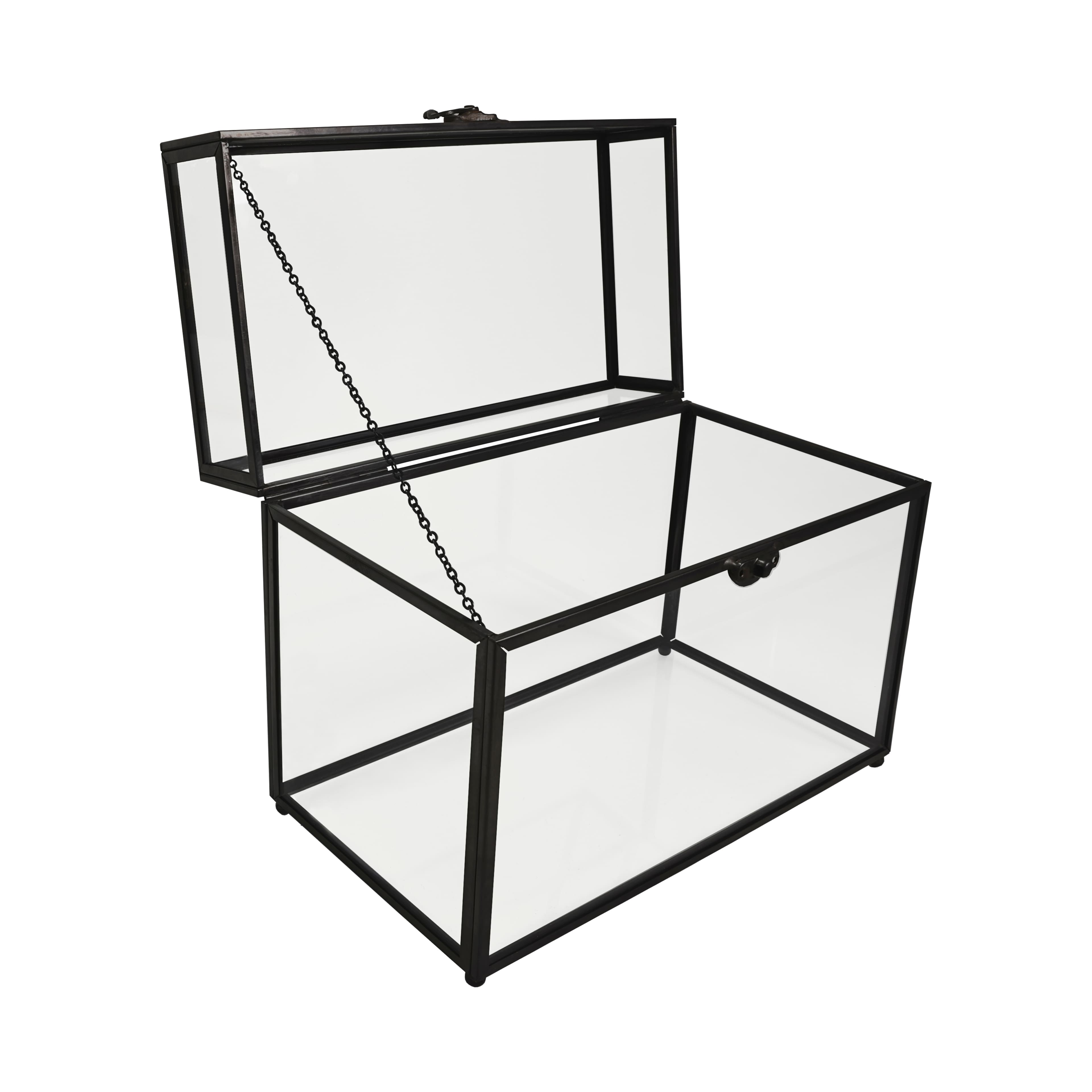 Black Metal & Glass Card Box by Celebrate It™