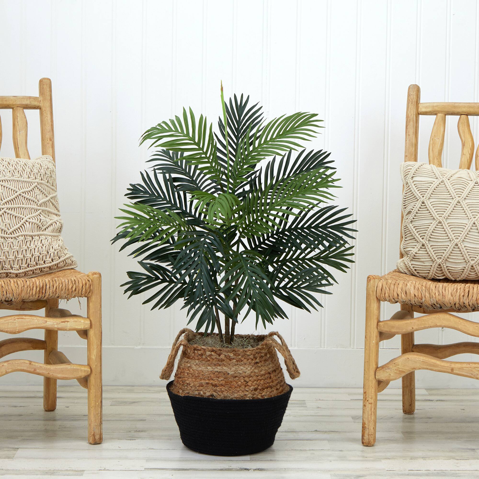3ft. Artificial Areca Palm Tree with Handmade Jute & Cotton Basket