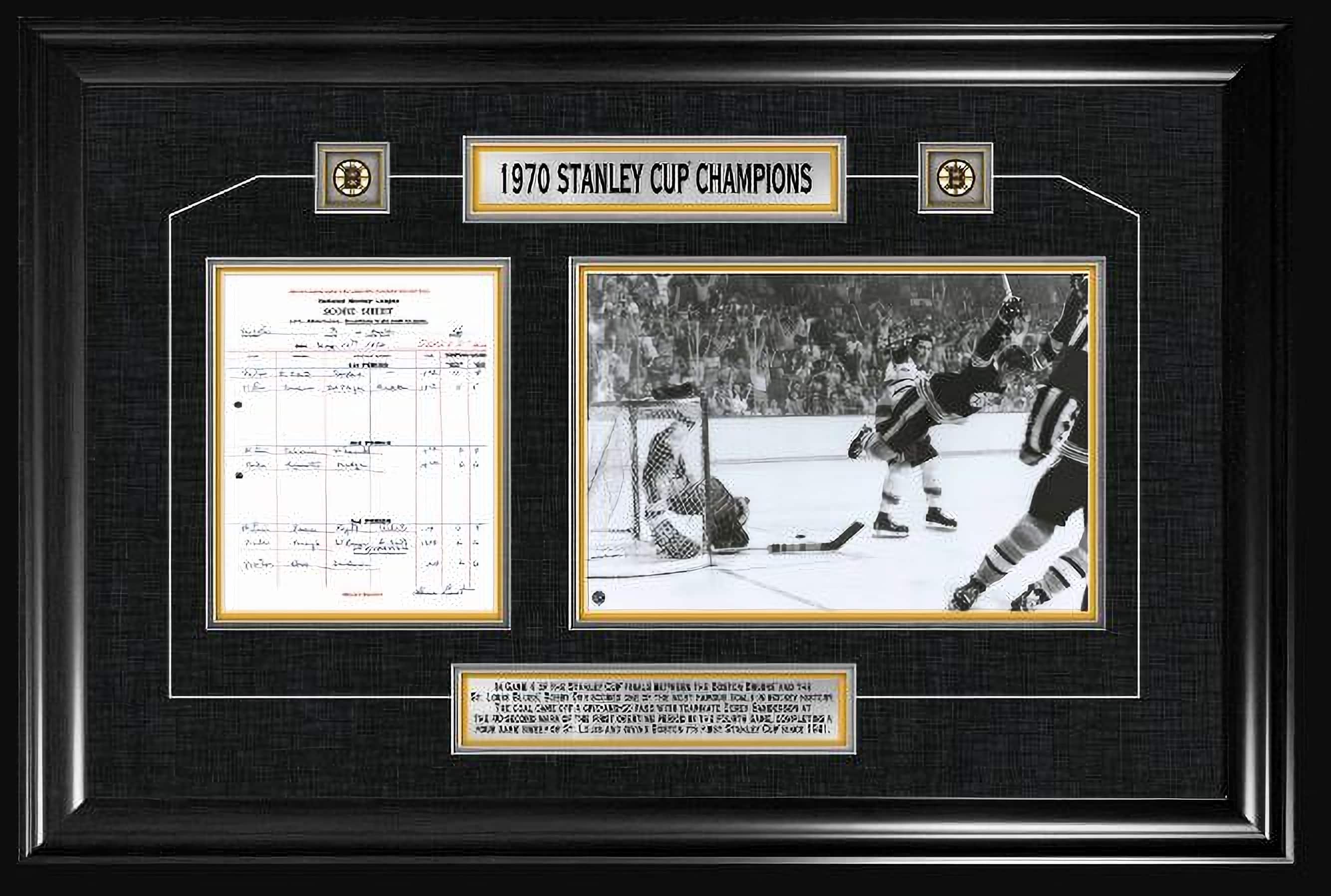 Bobby Orr Boston Bruins Framed 1970 Stanley Cup "The Goal" Scoresheet Collage 36.5" x 24.5"