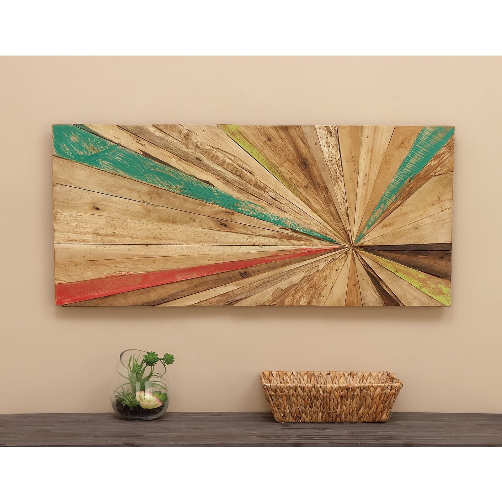 39" Brown Rustic Abstract Teak Wood Wall Decor