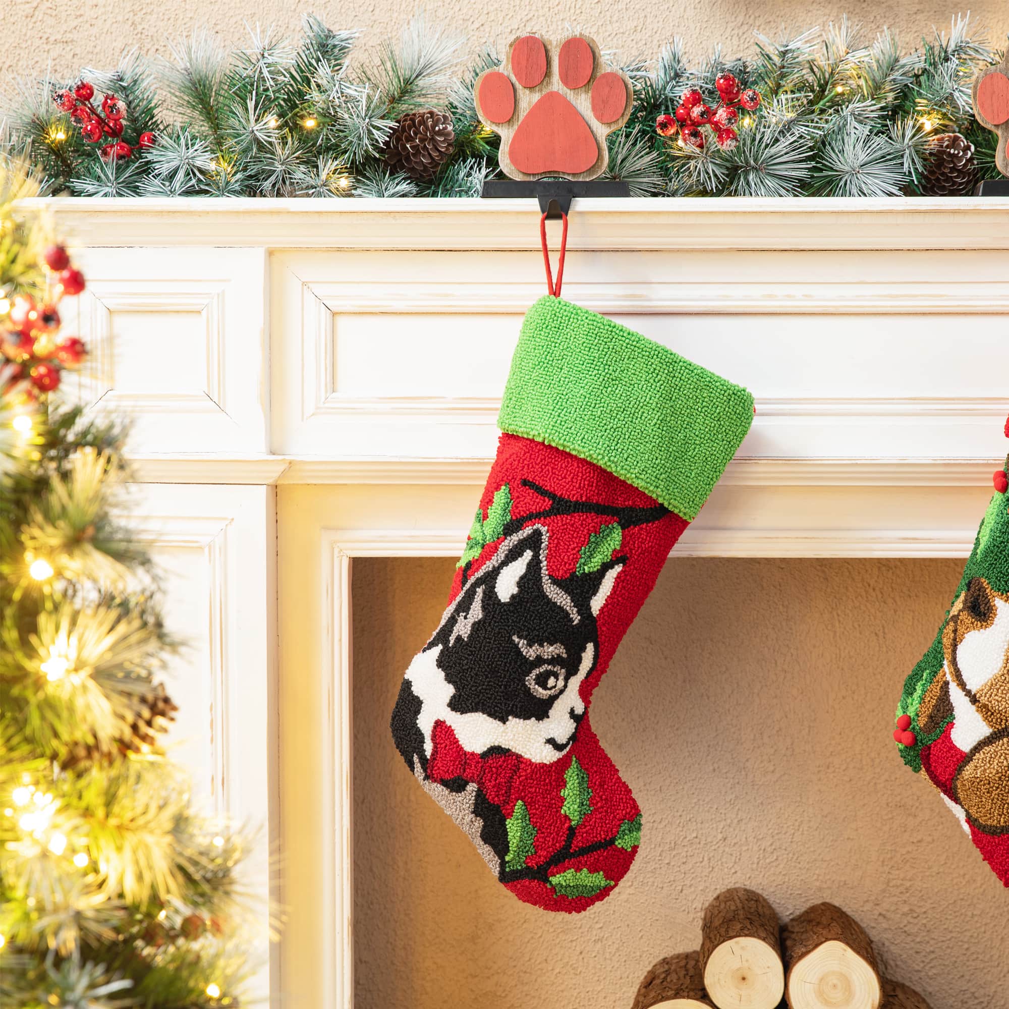 Glitzhome® 20.5" Cat Hooked Stocking