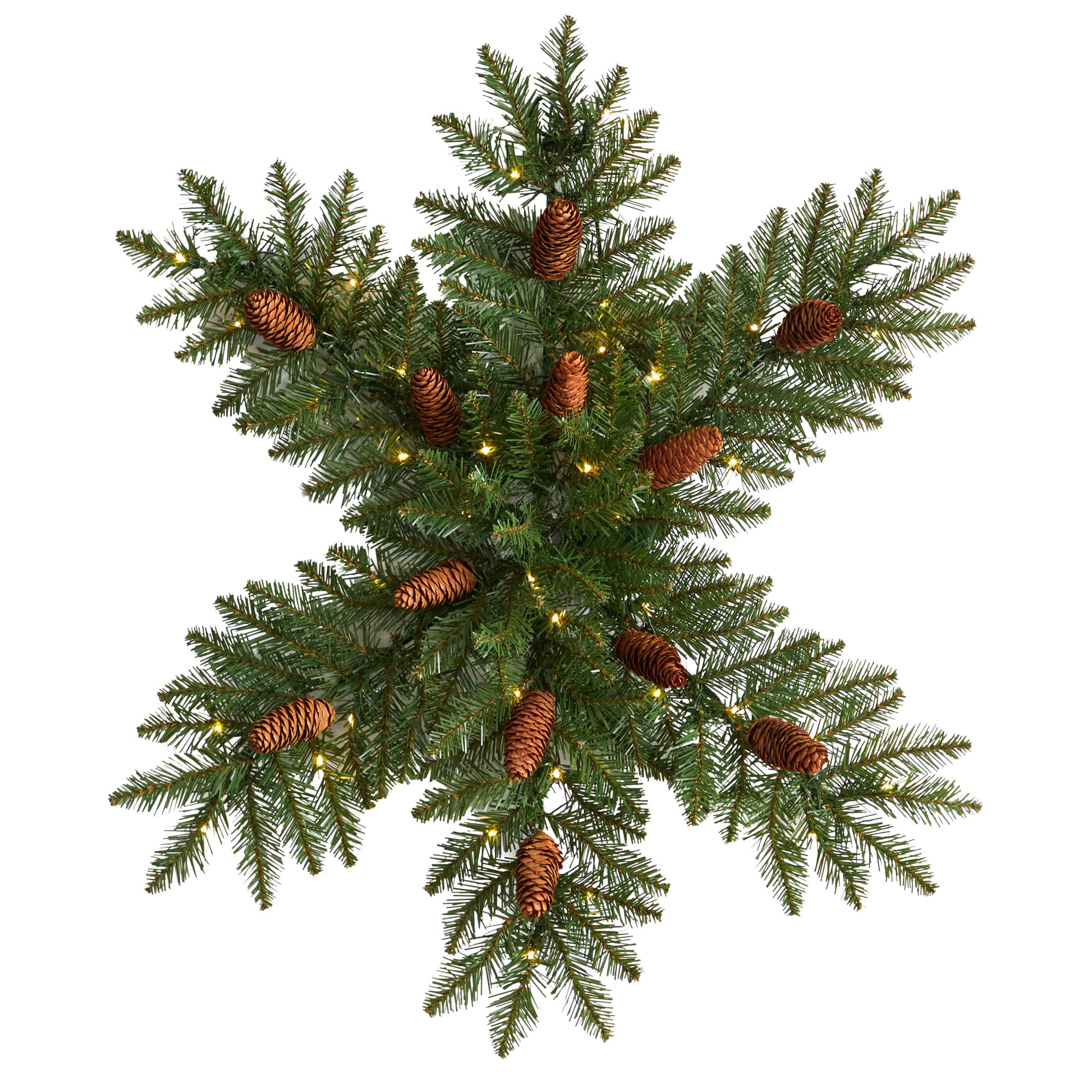 30" Pre-Lit Snowflake Artificial Dunhill Fir Wreath With Pinecones
