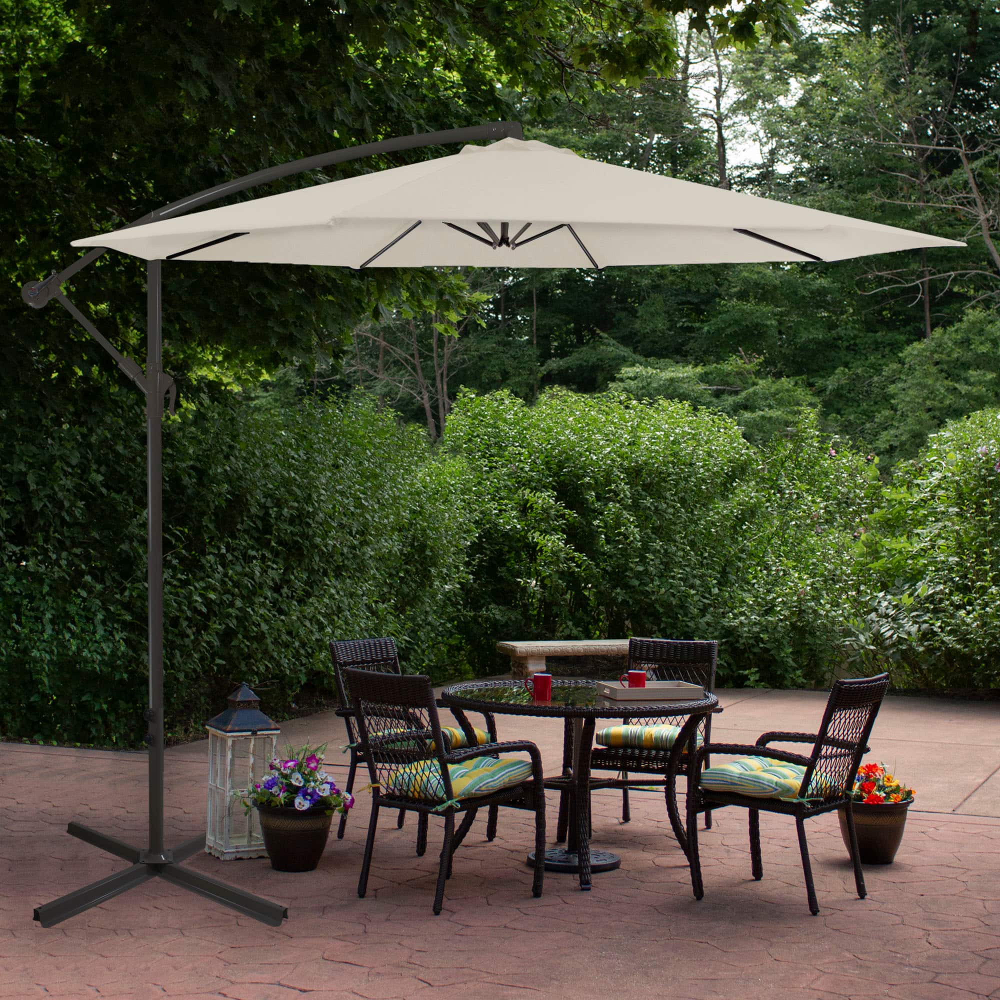 10ft. Offset Outdoor Patio Umbrella with Hand Crank