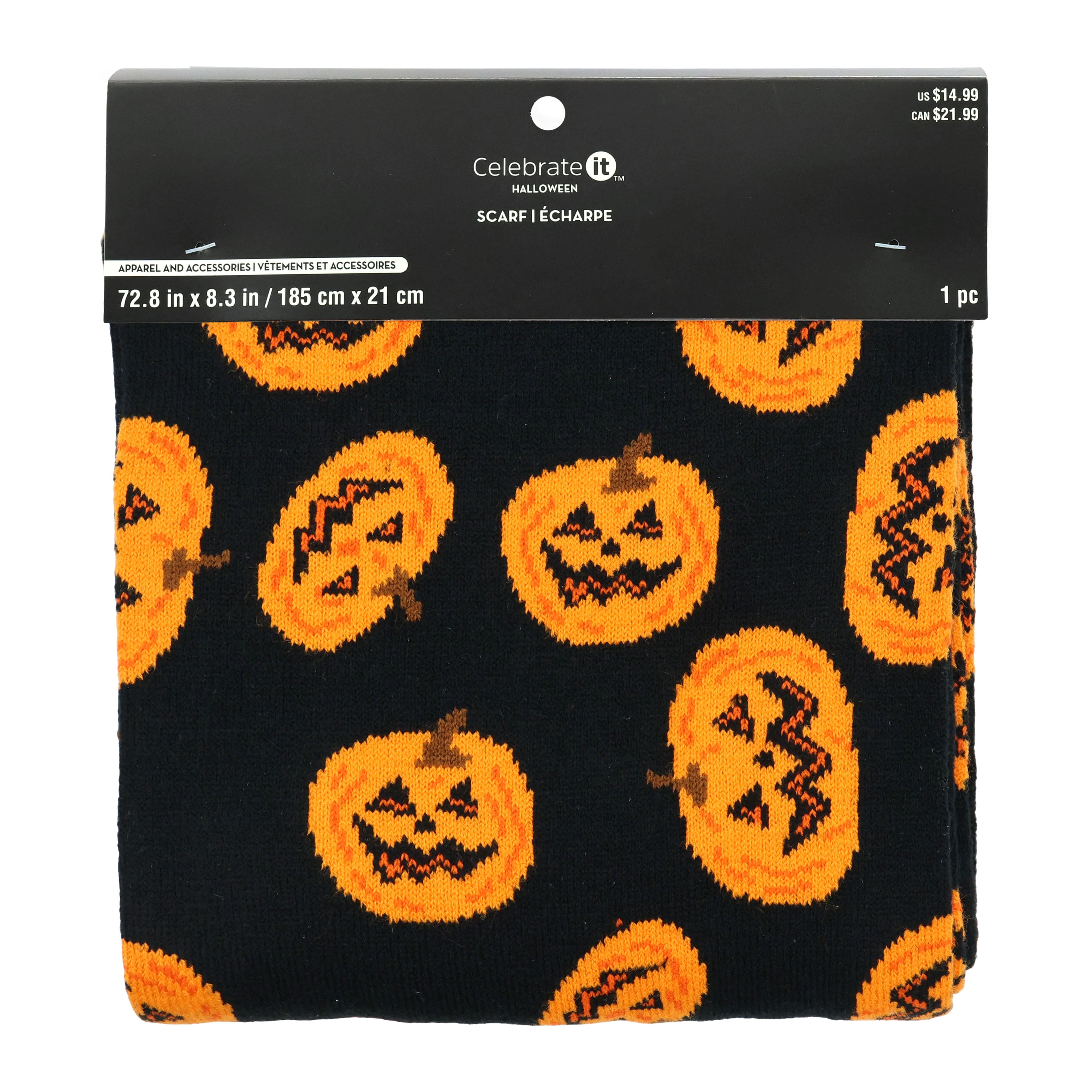 Halloween Black with Orange Pumpkins Scarf by Celebrate It™