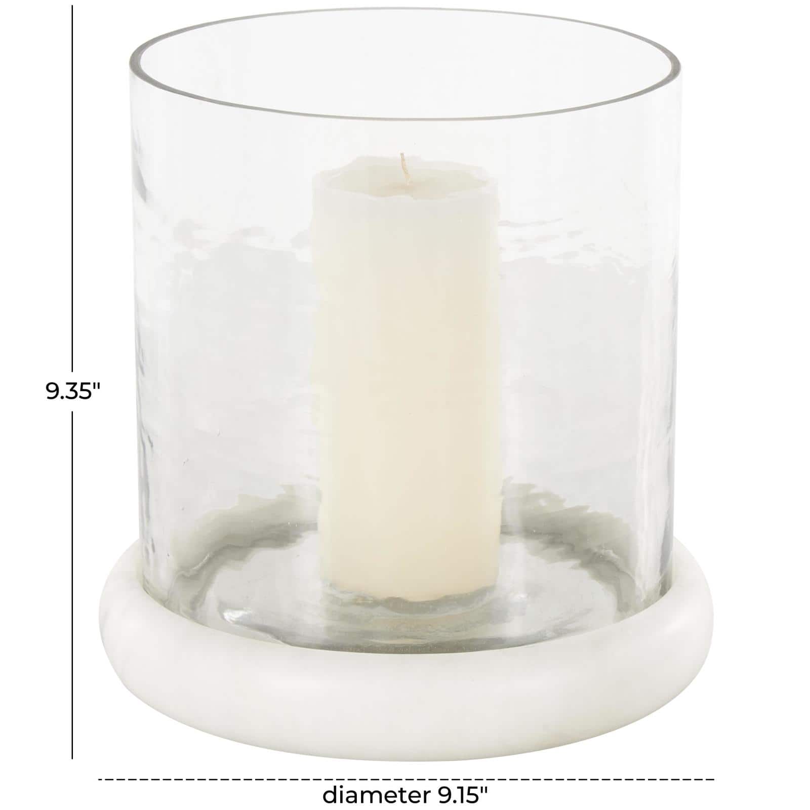 Clear Glass Pillar Candle Holder with White Marble Base