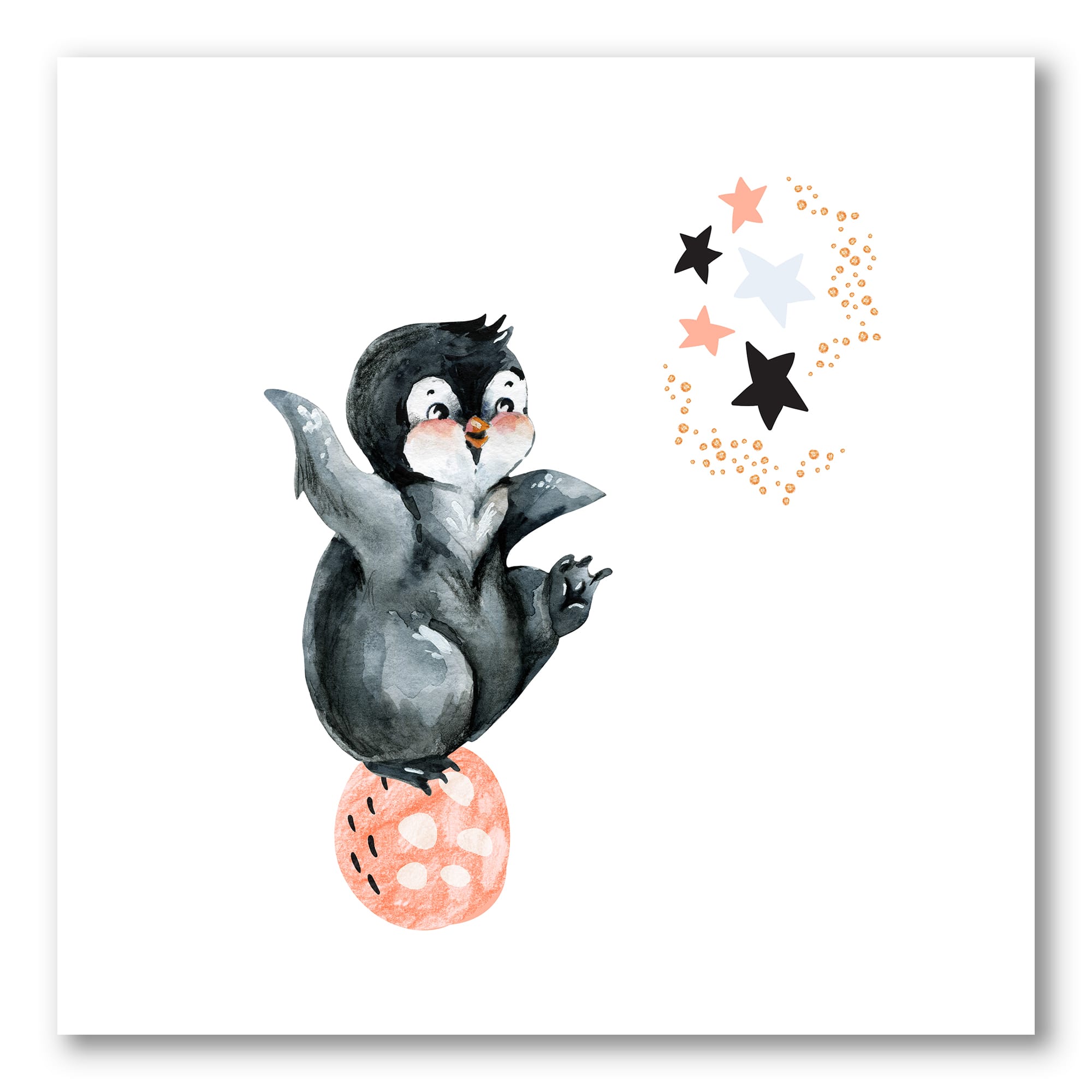 Designart - Little Penguin With Stars and Planets II