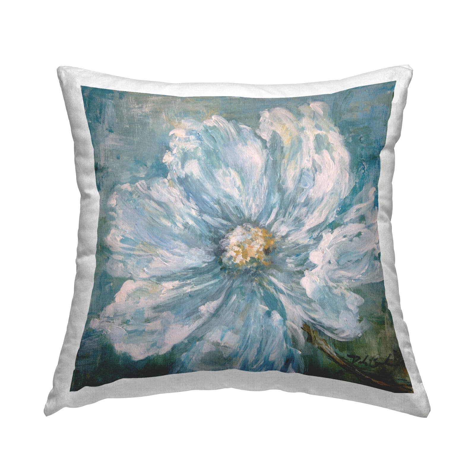 Stupell Industries Traditional White Flower Abstract Petals Blossom Throw Pillow, 18" x 18"