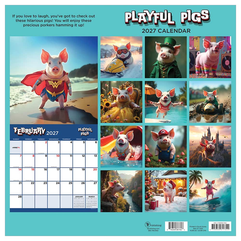 2027 Playful Pigs Wall Calendar
