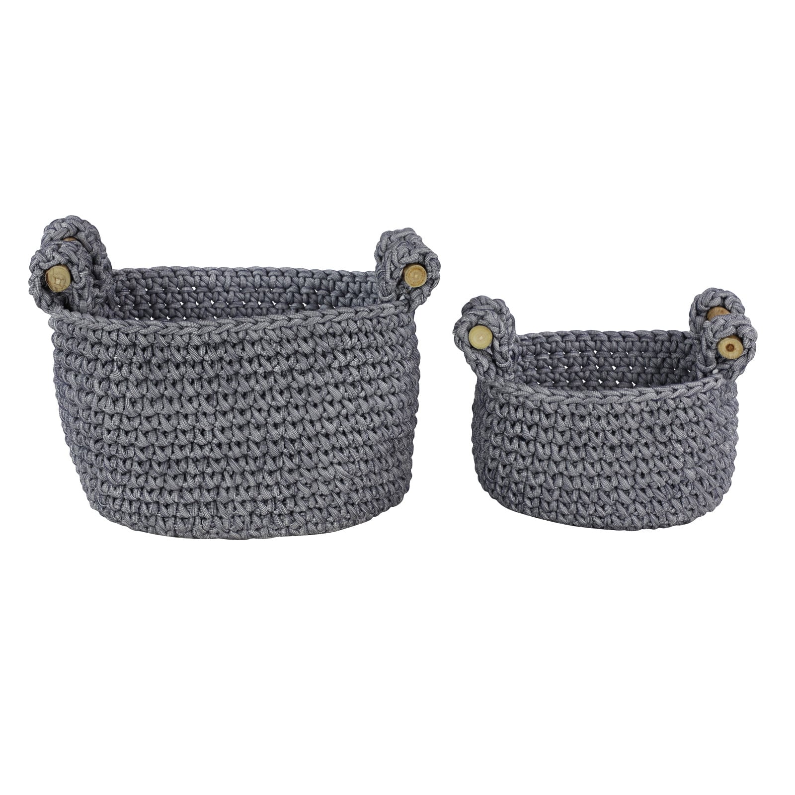 Gray Polyester Eclectic Storage Basket Set