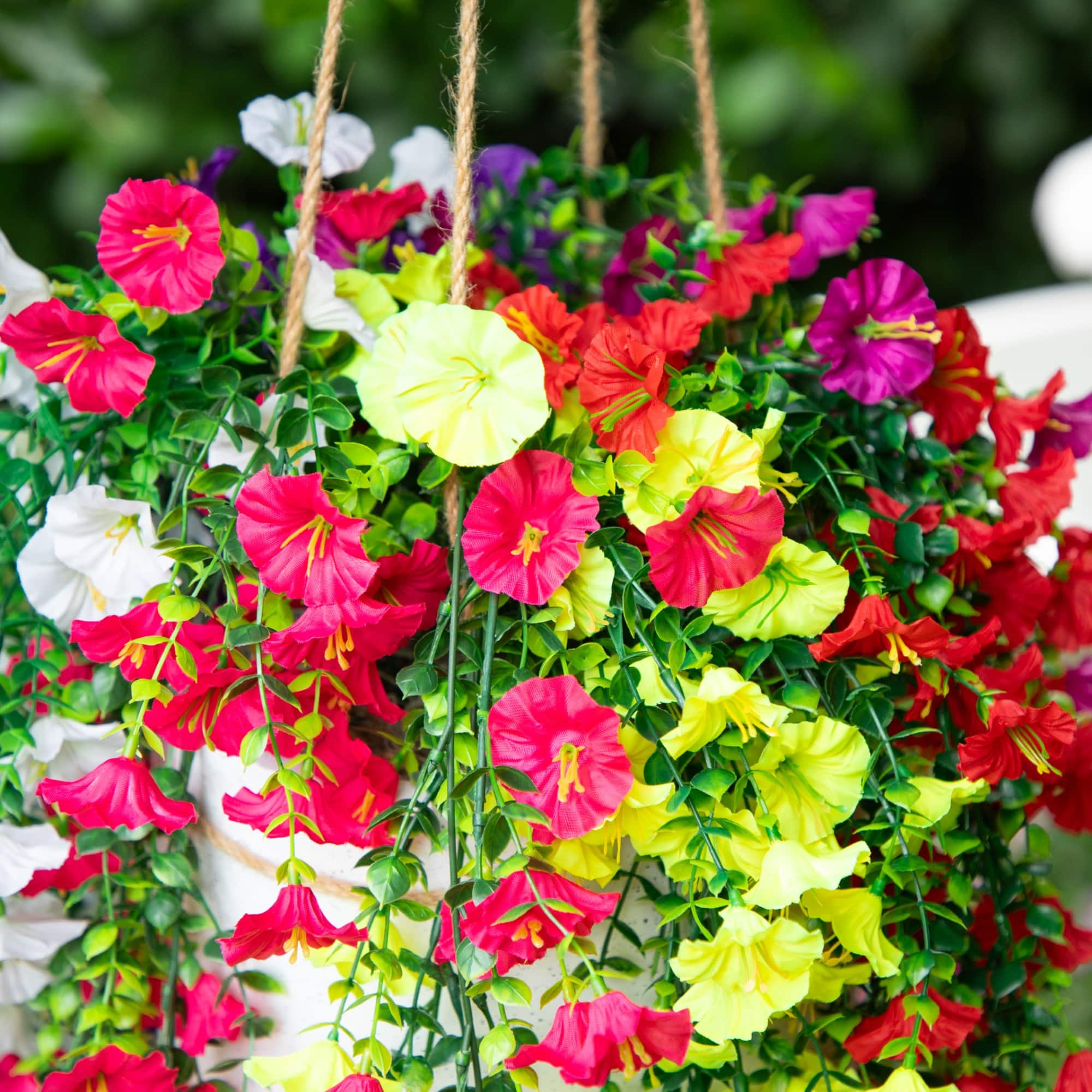 30" UV Resistant Artificial Morning Glory Hanging Plants, 6ct.