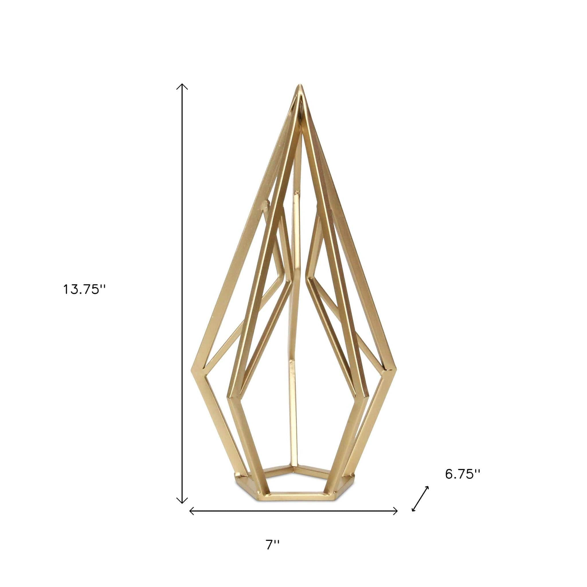 HomeRoots Gold Open Geometric Metal Tabletop Sculpture