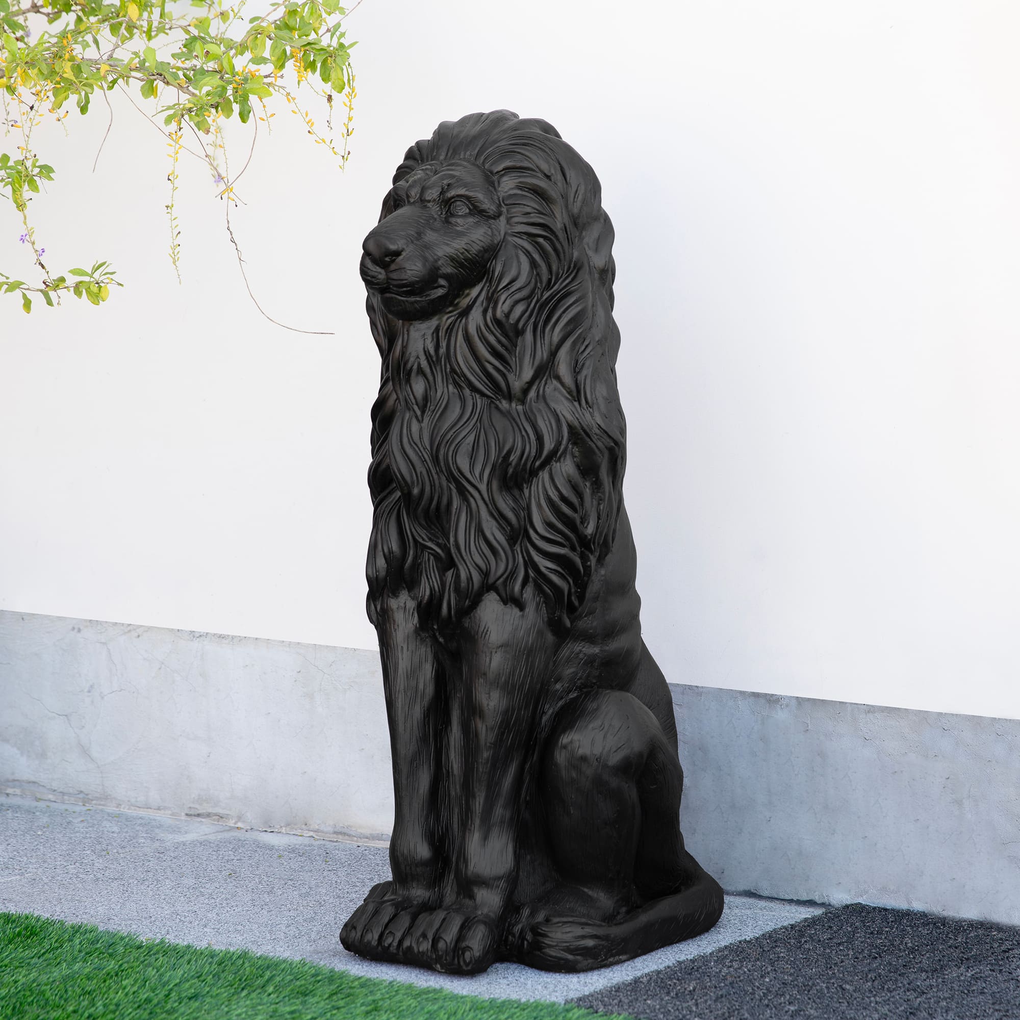 Glitzhome® 36.25" Oversized MGO Guardian Sitting Lion Garden Statue