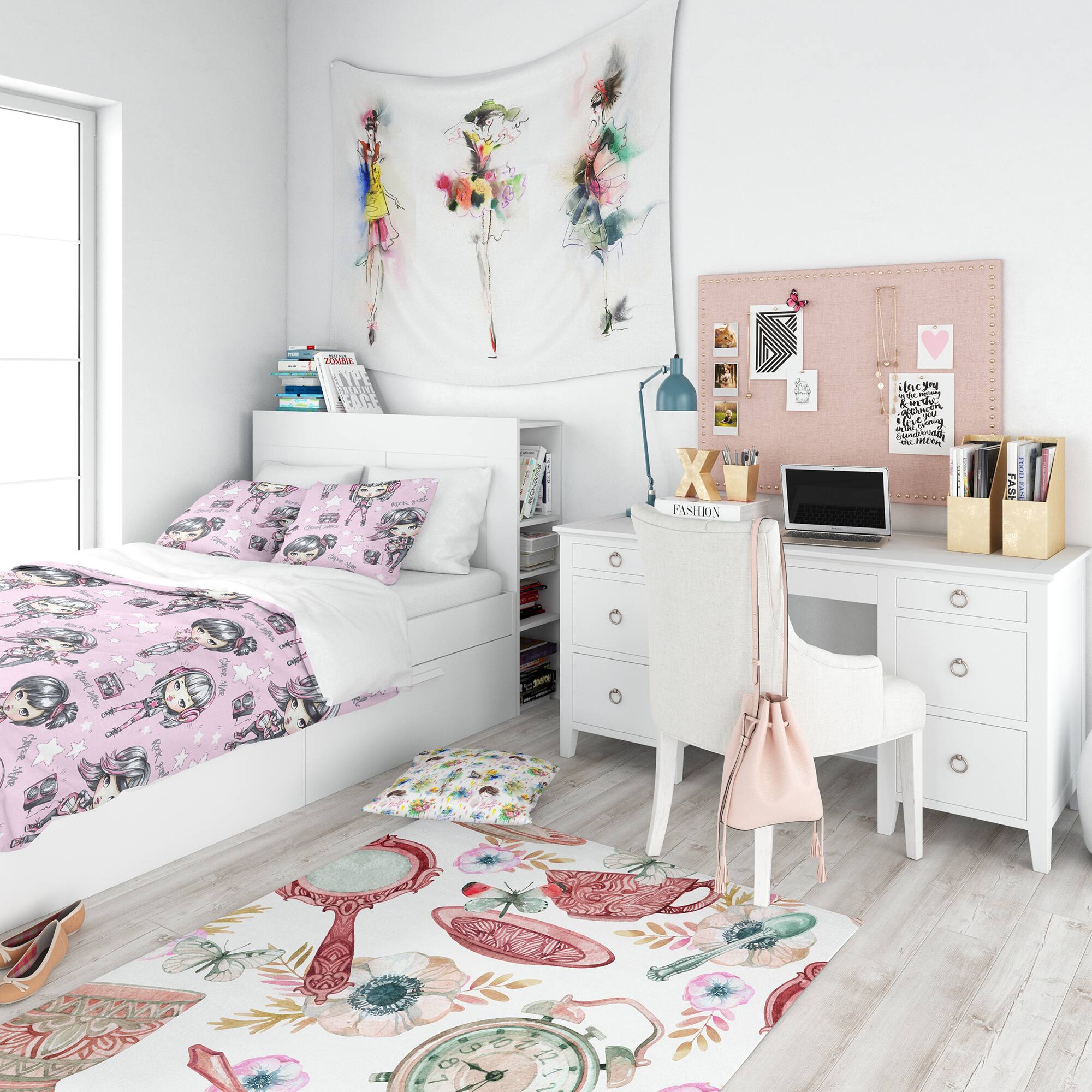 Designart 'Rock Girl Super Star Street Dance' Modern Teen Bedding Set