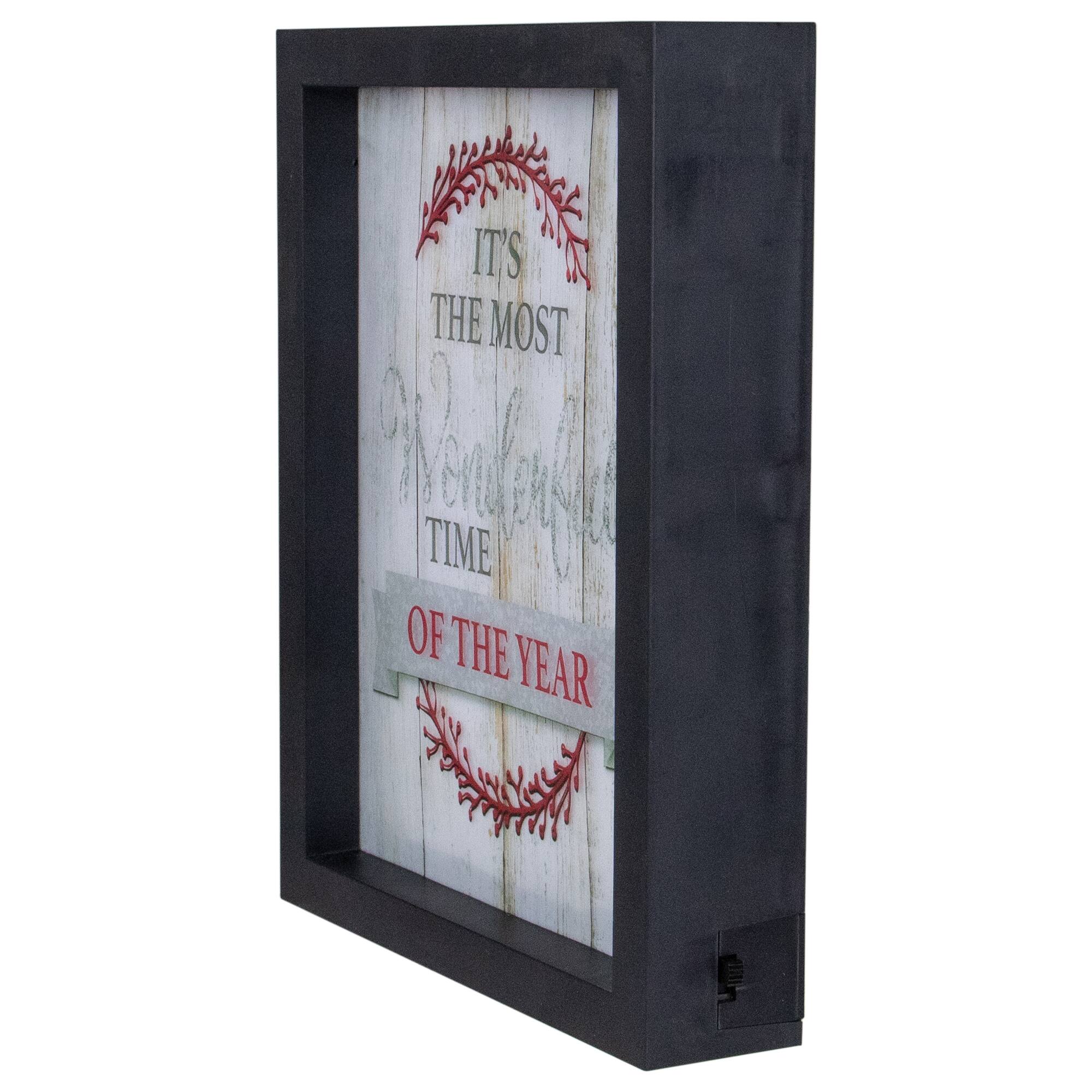LED Lighted "Its The Most Wonderful Time Of The Year" Christmas Framed Wall Art
