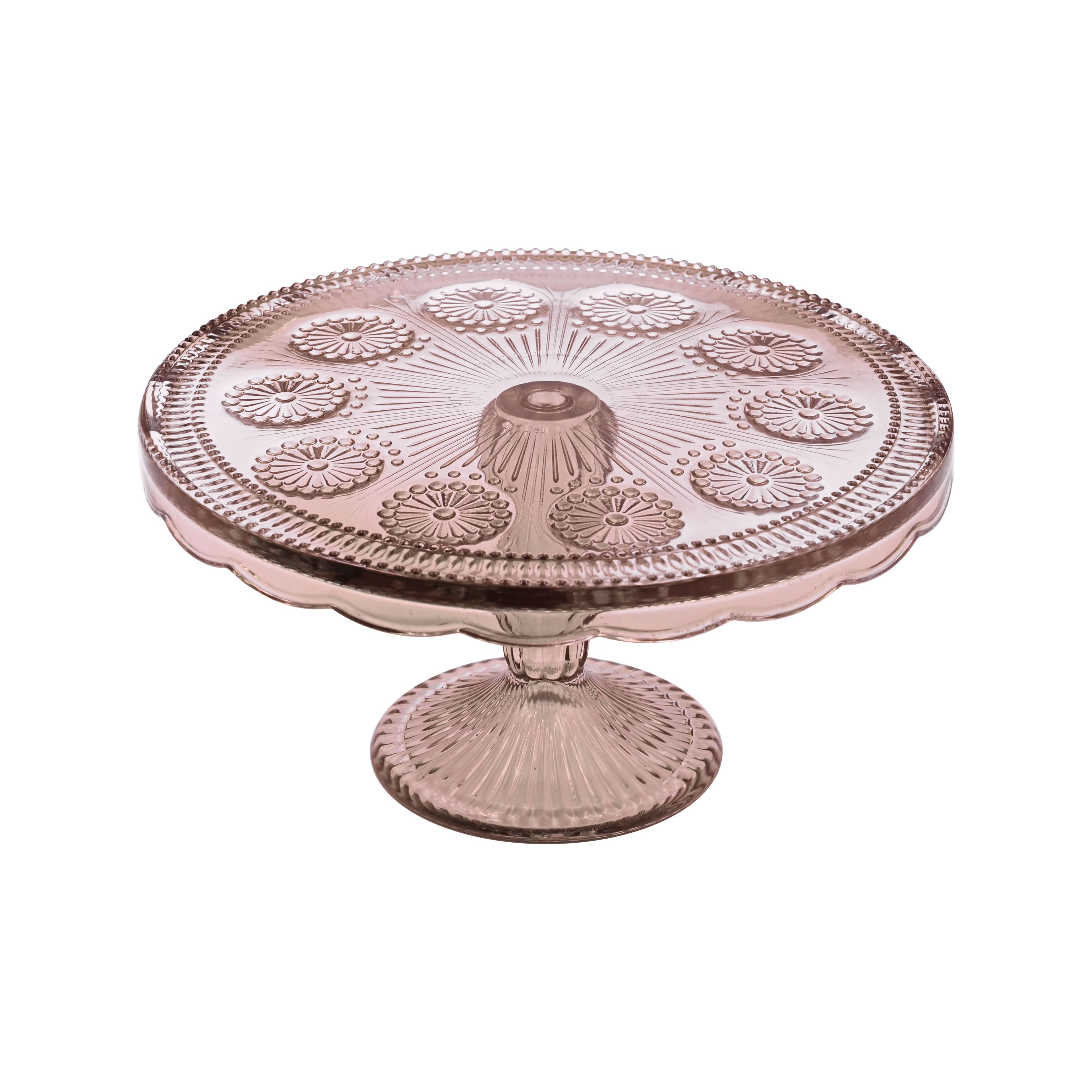 10" Pink Glass Cake Stand by Celebrate It™
