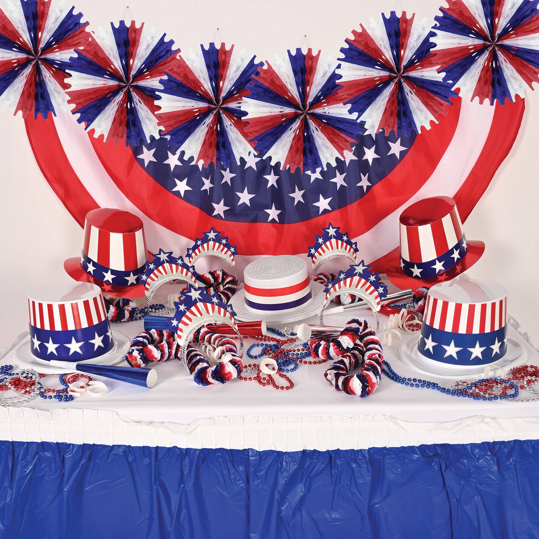 Beistle 25" Red, White & Blue Tissue Fans, 2ct.