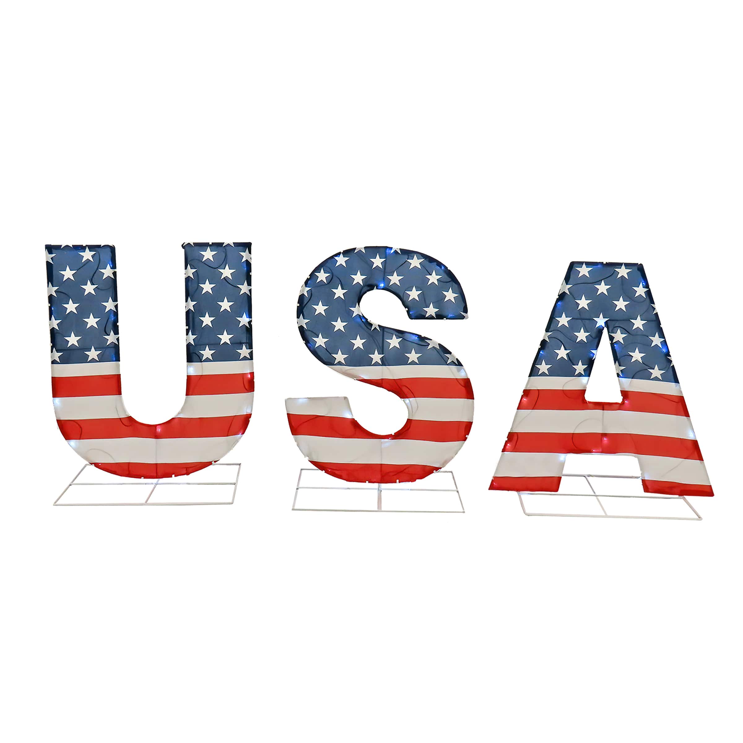 18" Patriotic "USA" Outdoor LED Light Up Lawn Décor