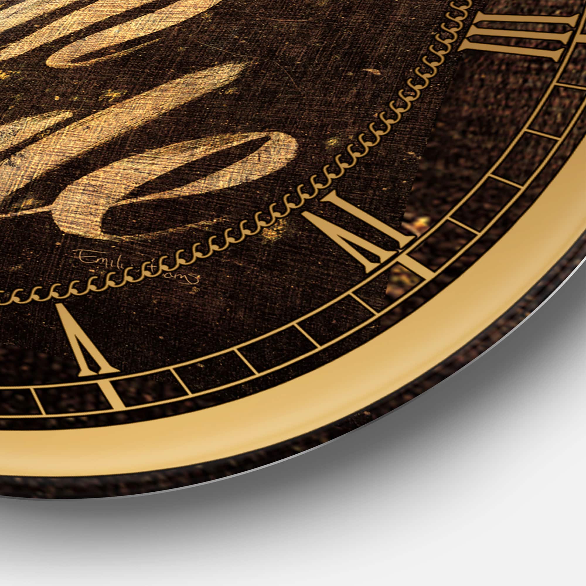 Designart 'Gold Glam Live With Style Quotes Glam Wall Clock