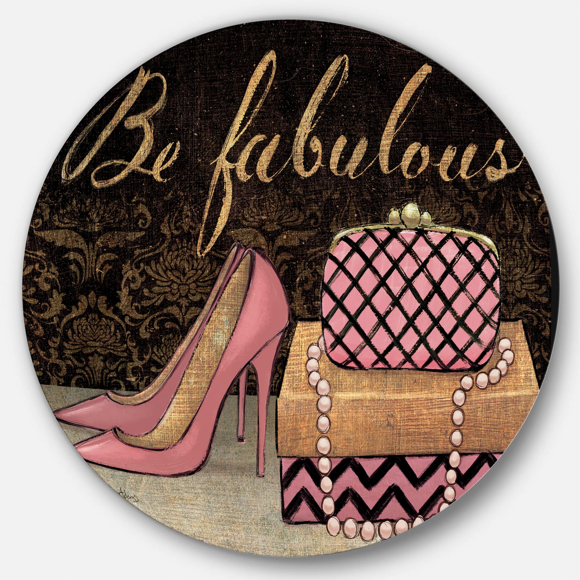 Designart - Gold Fabulous Life Style III - Glam Metal Circle Wall Art