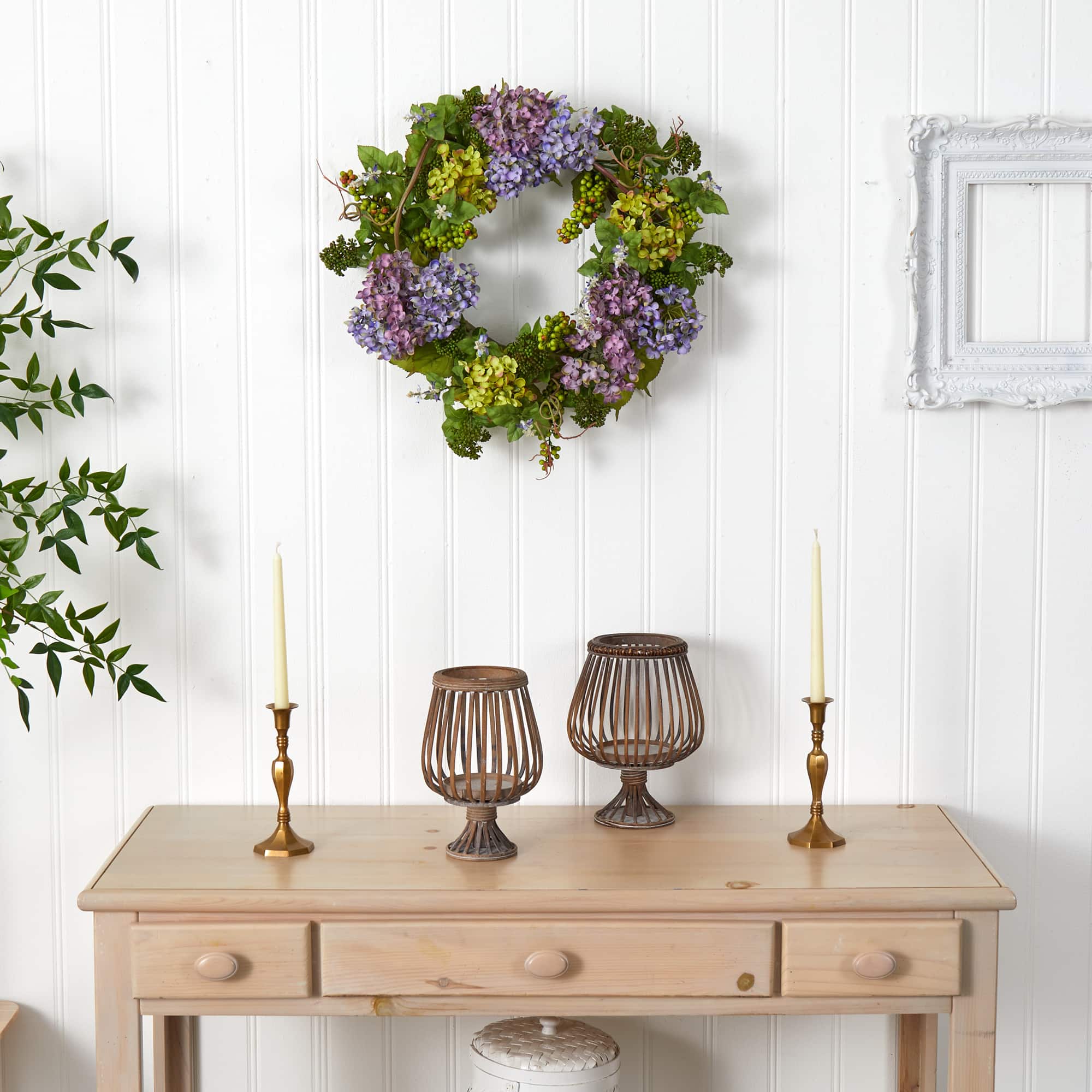 24" Green & Purple Hydrangea Wreath